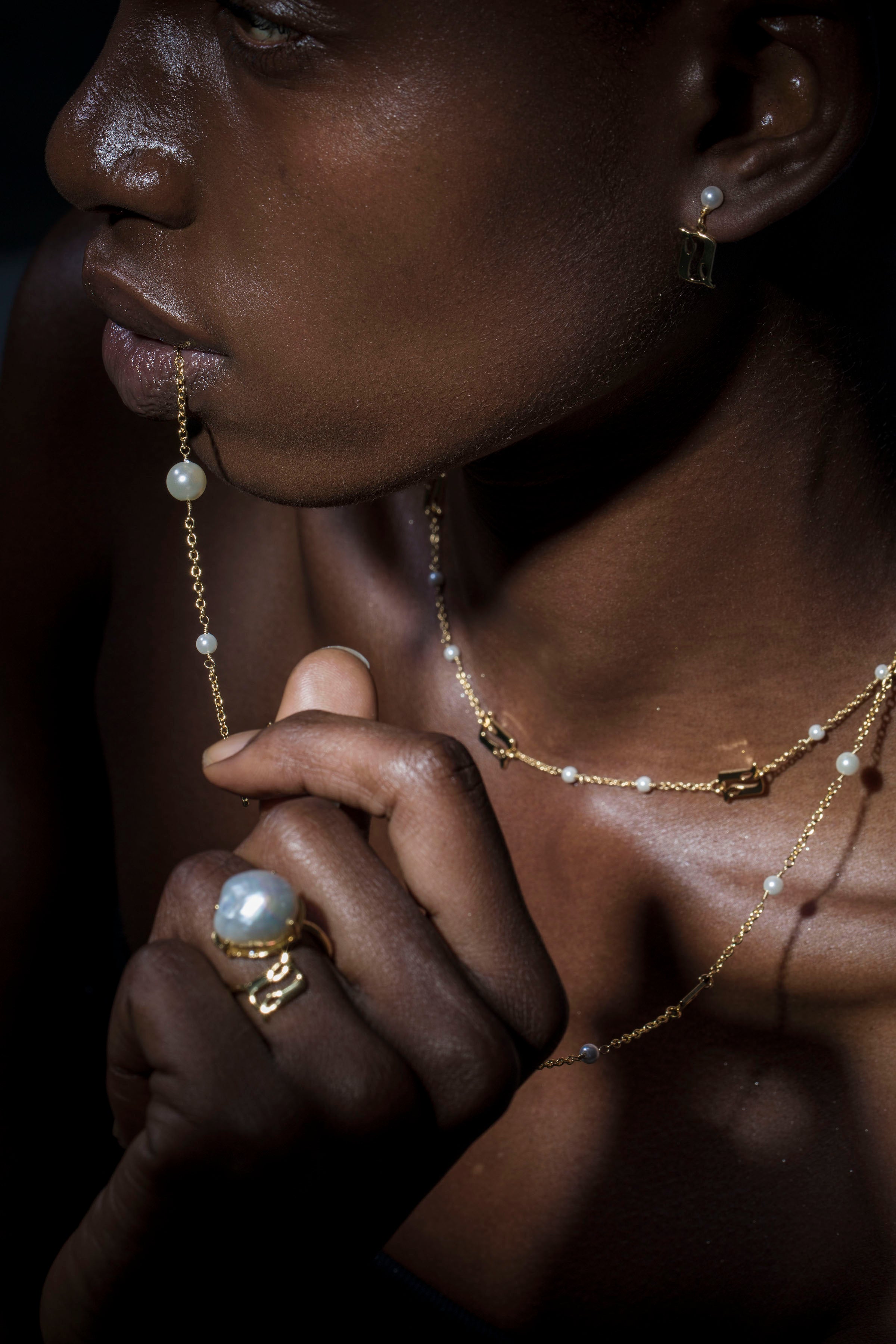 Beginning Pearl Logo Long Necklace