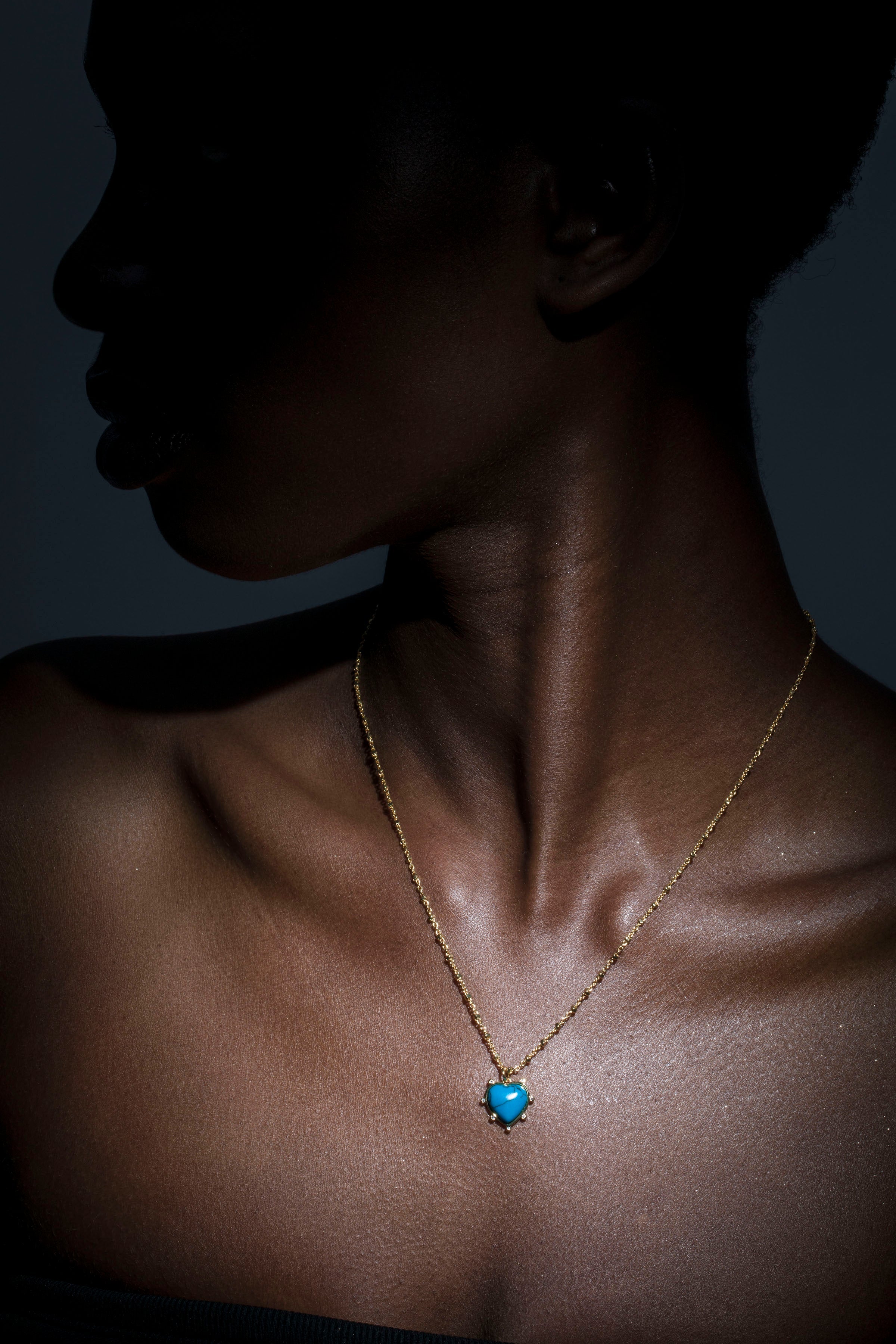 Heart-Shaped Turquoise Necklace with Gemstones