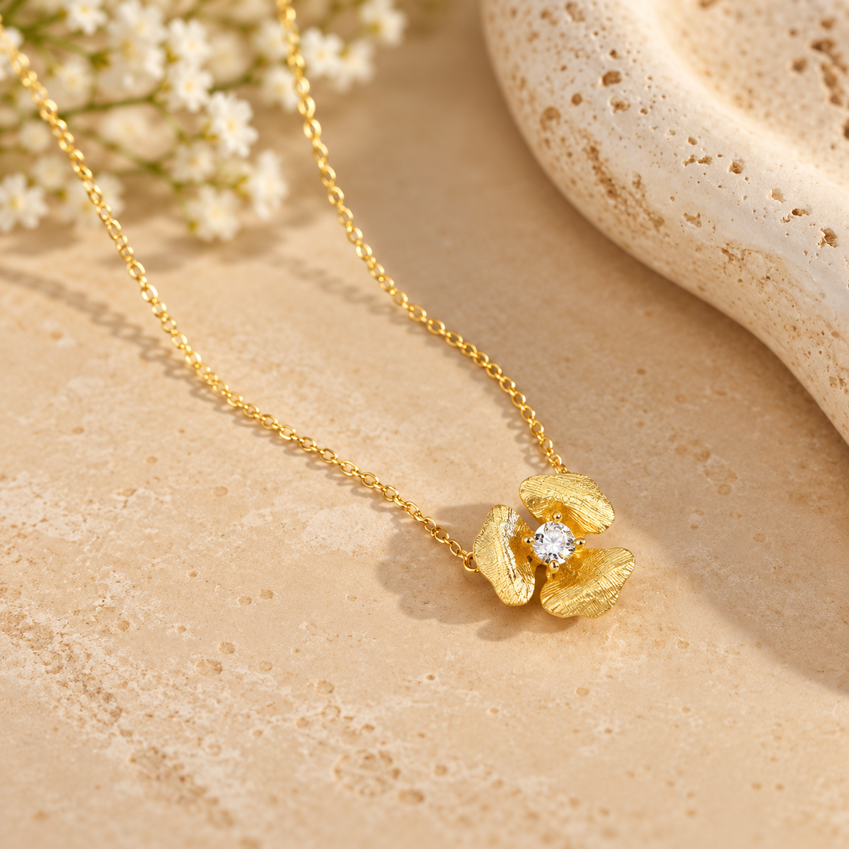 Celeste Bloom Crystal Flower Necklace