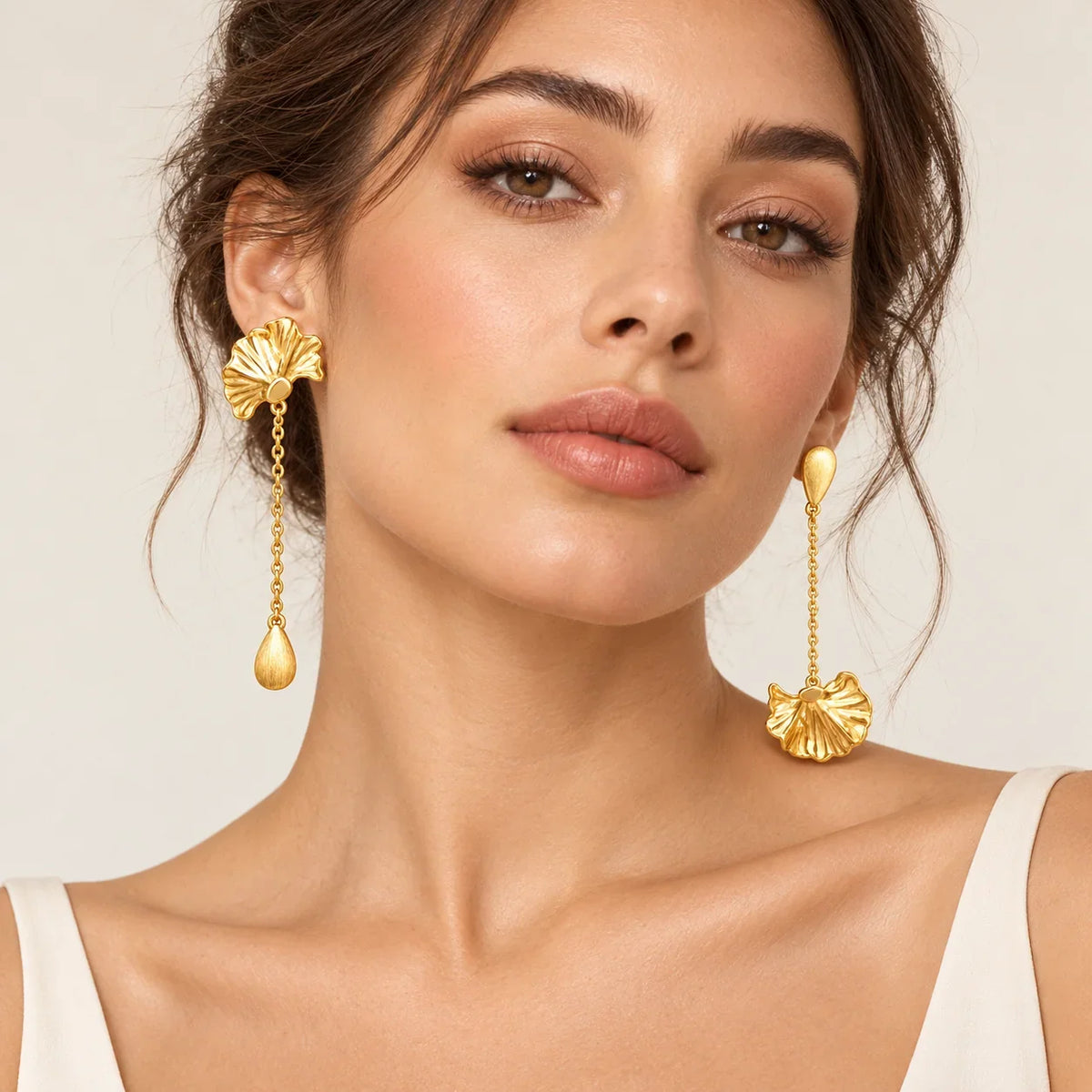 Asymmetric Floral Drop Earrings