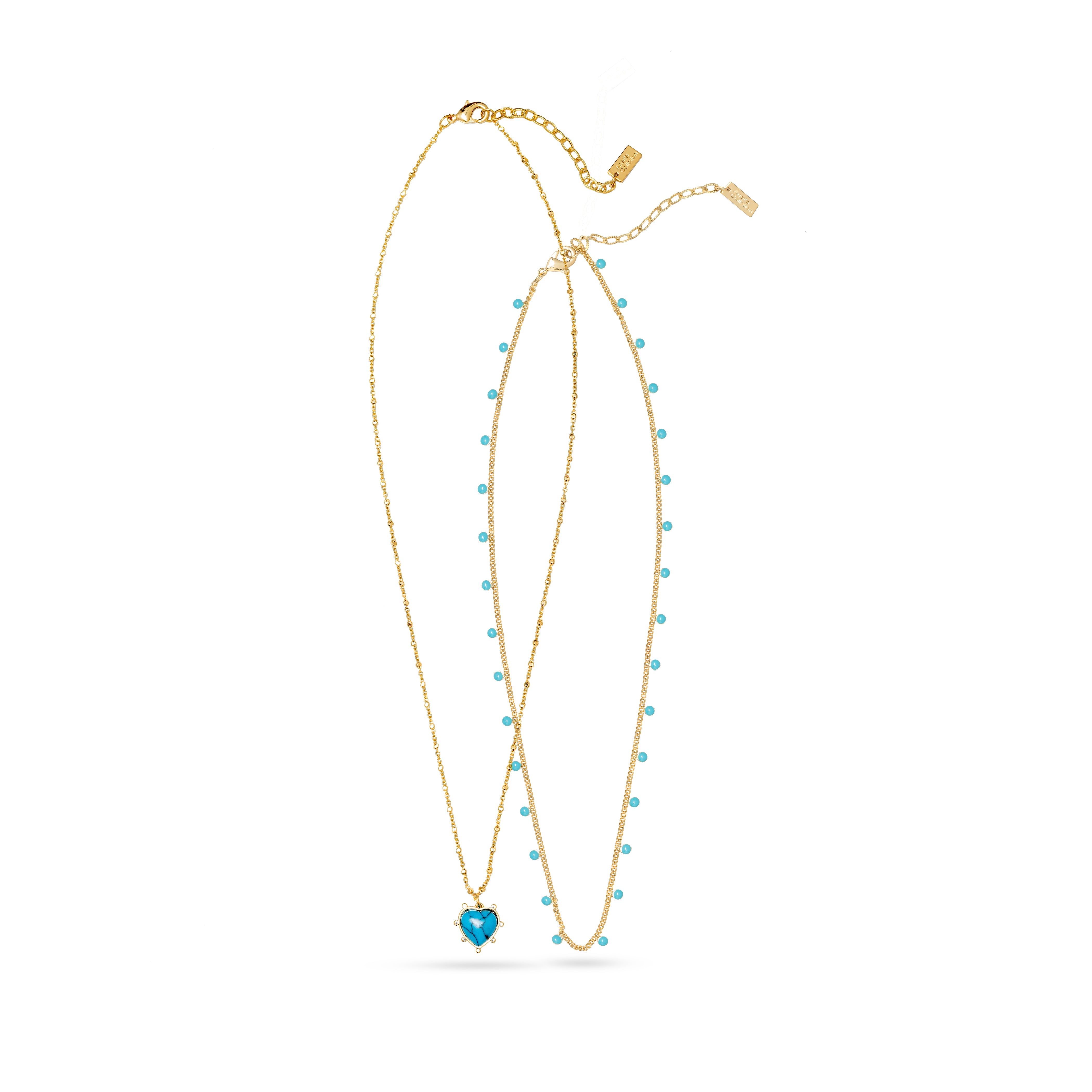 Heart-Shaped Turquoise Necklace with Gemstones