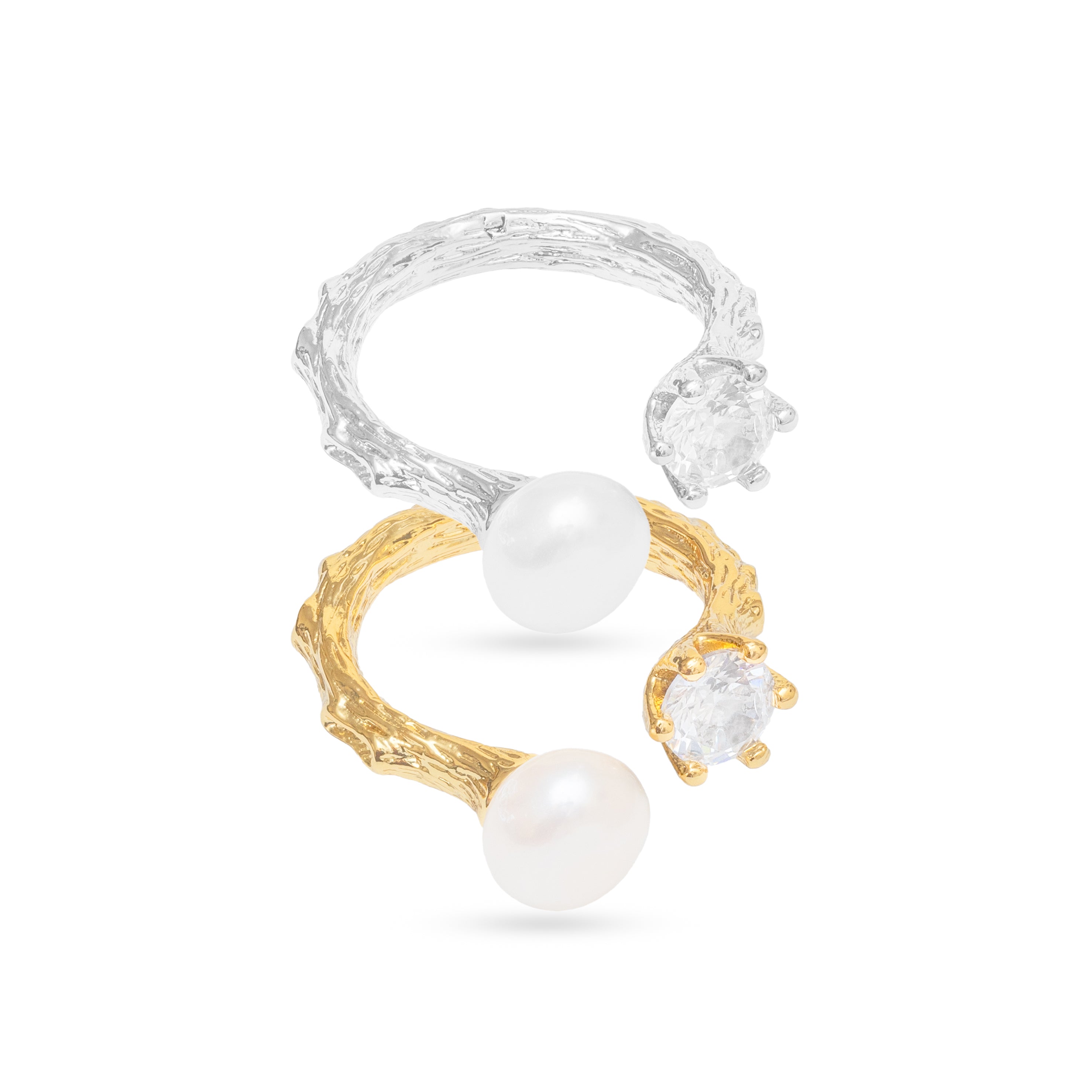 Nature's Elegance Branch Ring with Diamond & Pearl