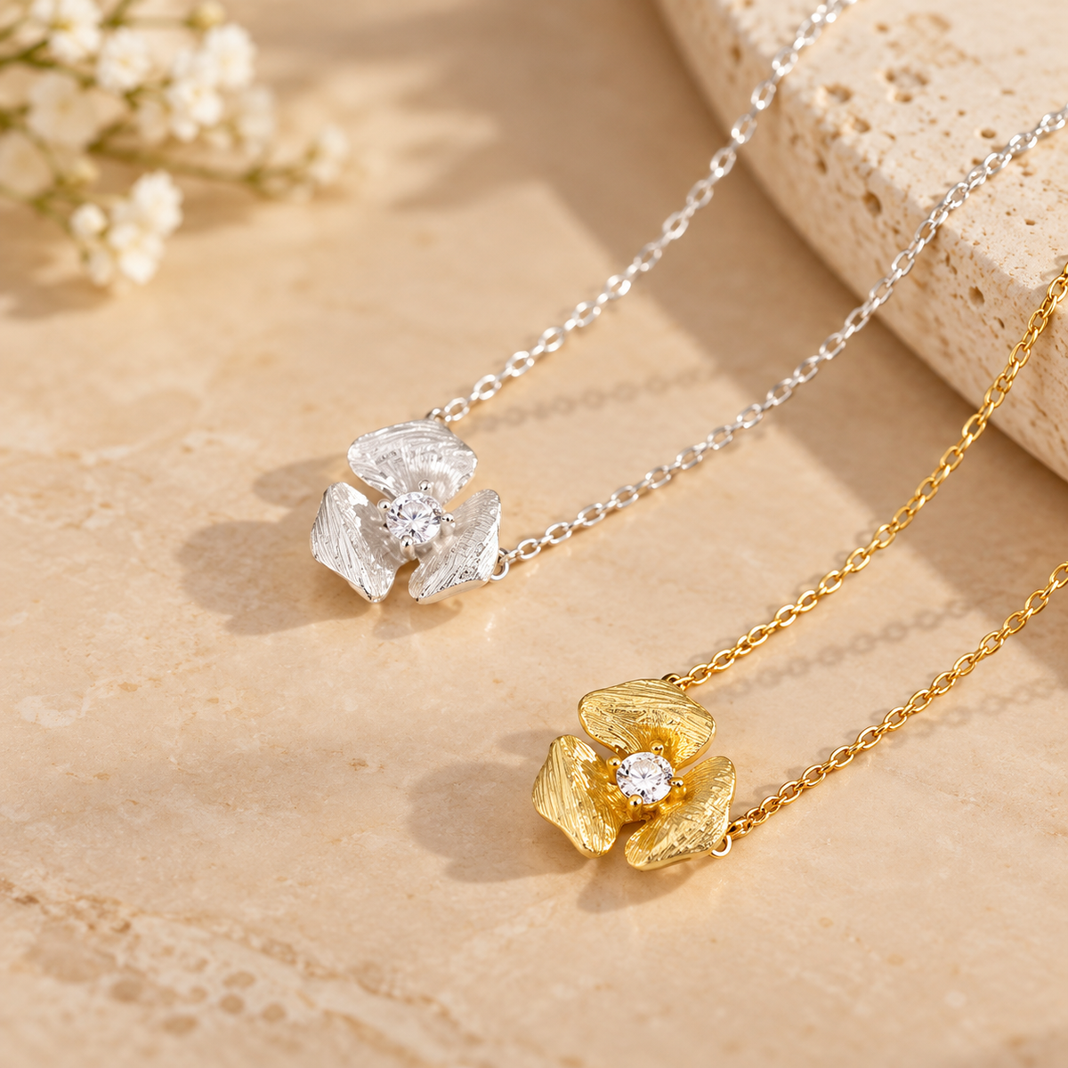 Celeste Bloom Crystal Flower Necklace