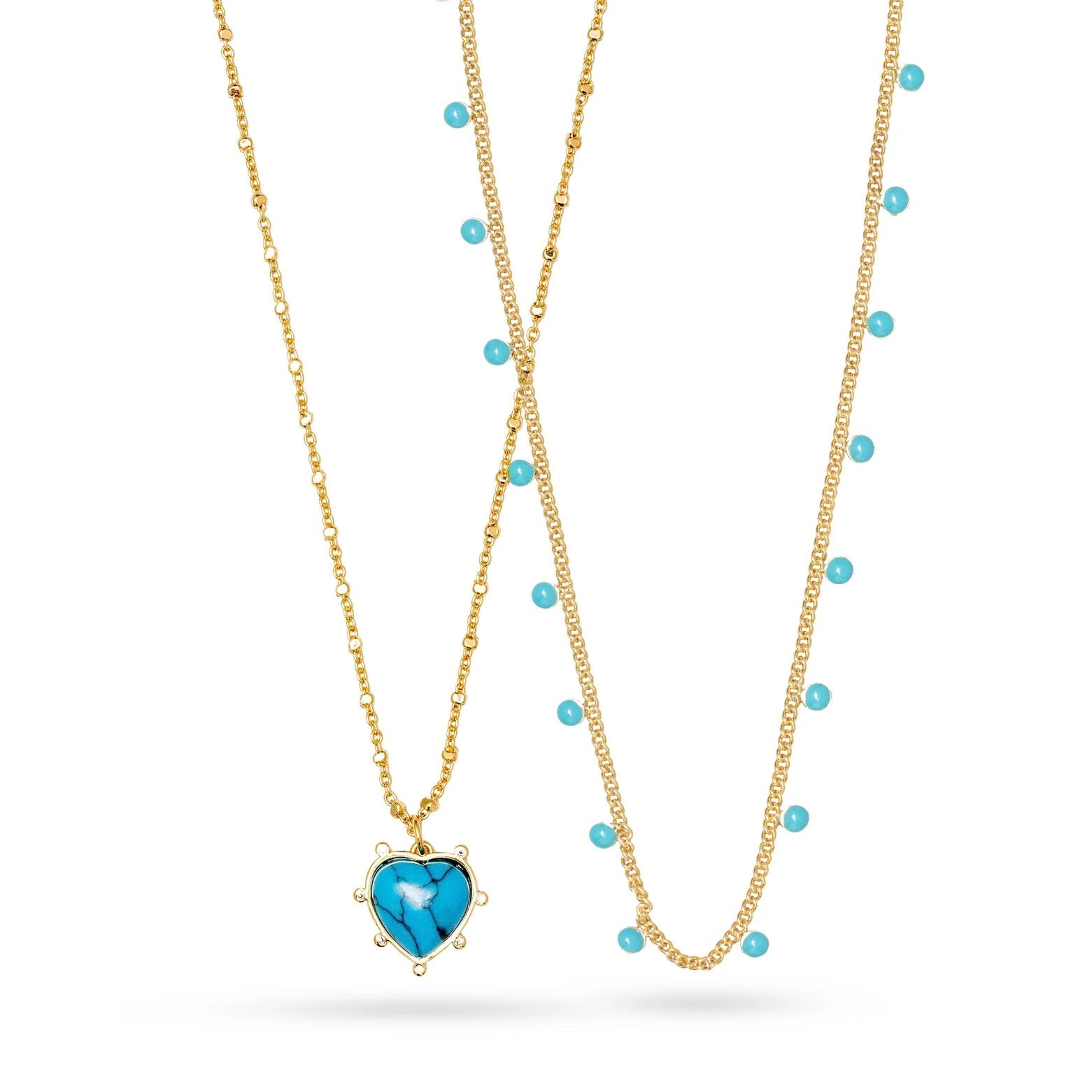 Heart-Shaped Turquoise Necklace with Gemstones