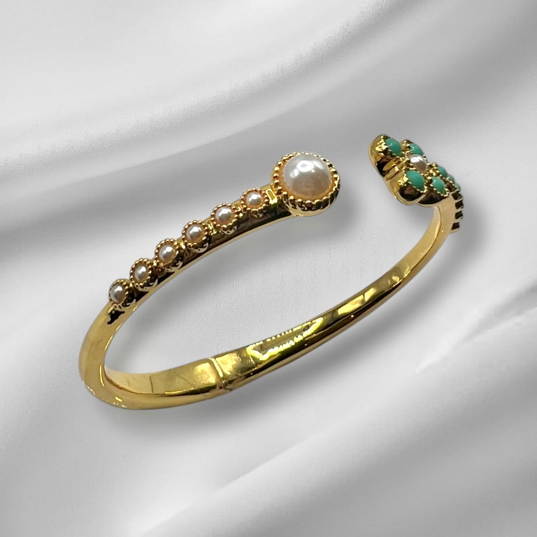 Turquoise Pearl Glory Cross Bracelet