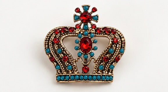 Royal Mosaic Crown Brooch