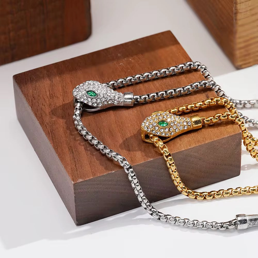 Gold and silver snake necklace