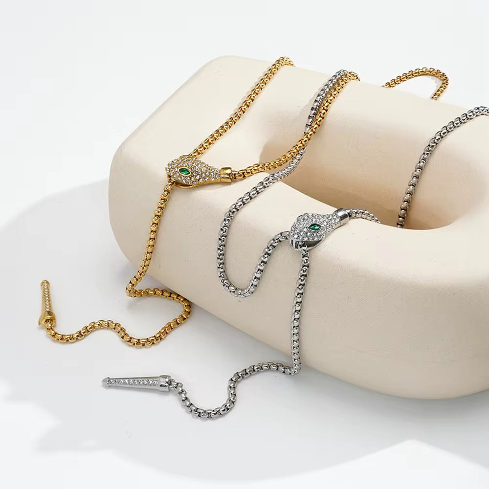 Gold and silver snake necklace
