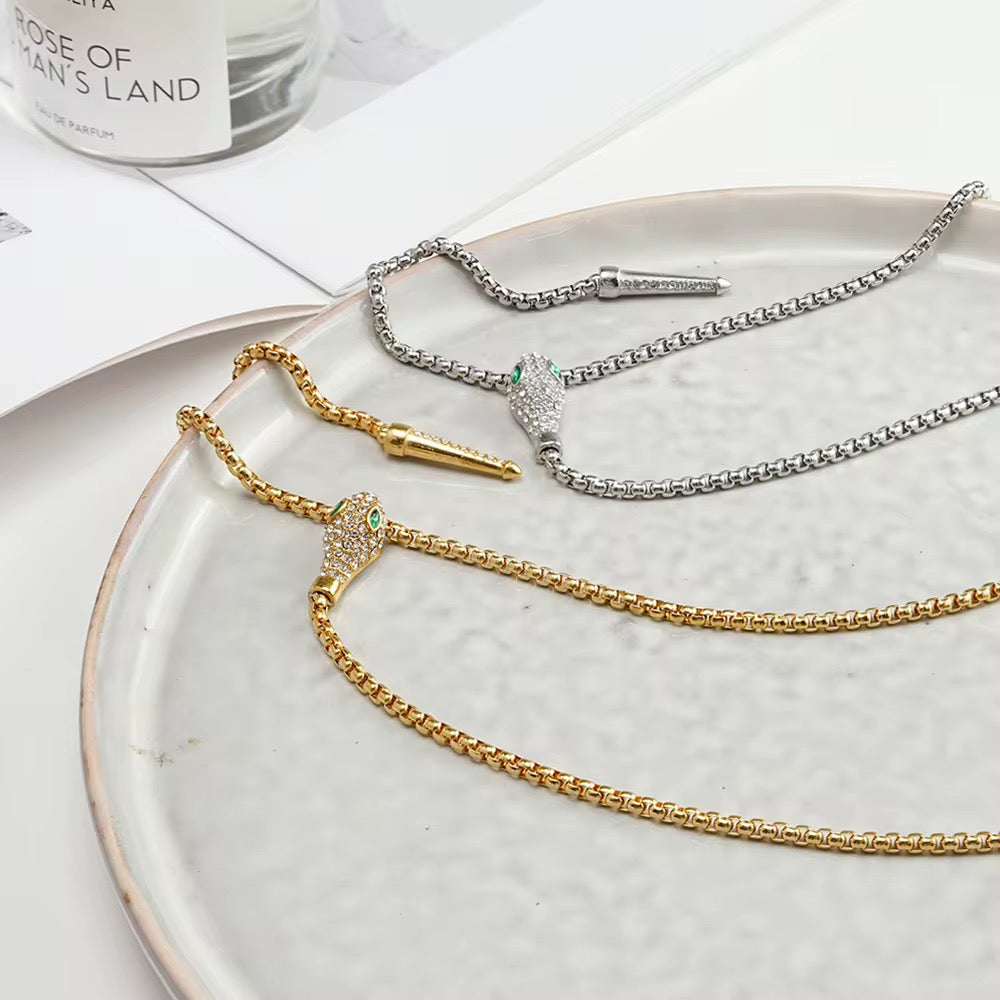 Gold and silver snake necklace