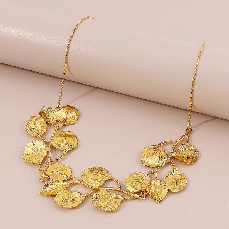 Botanical Leaf Statement Necklace