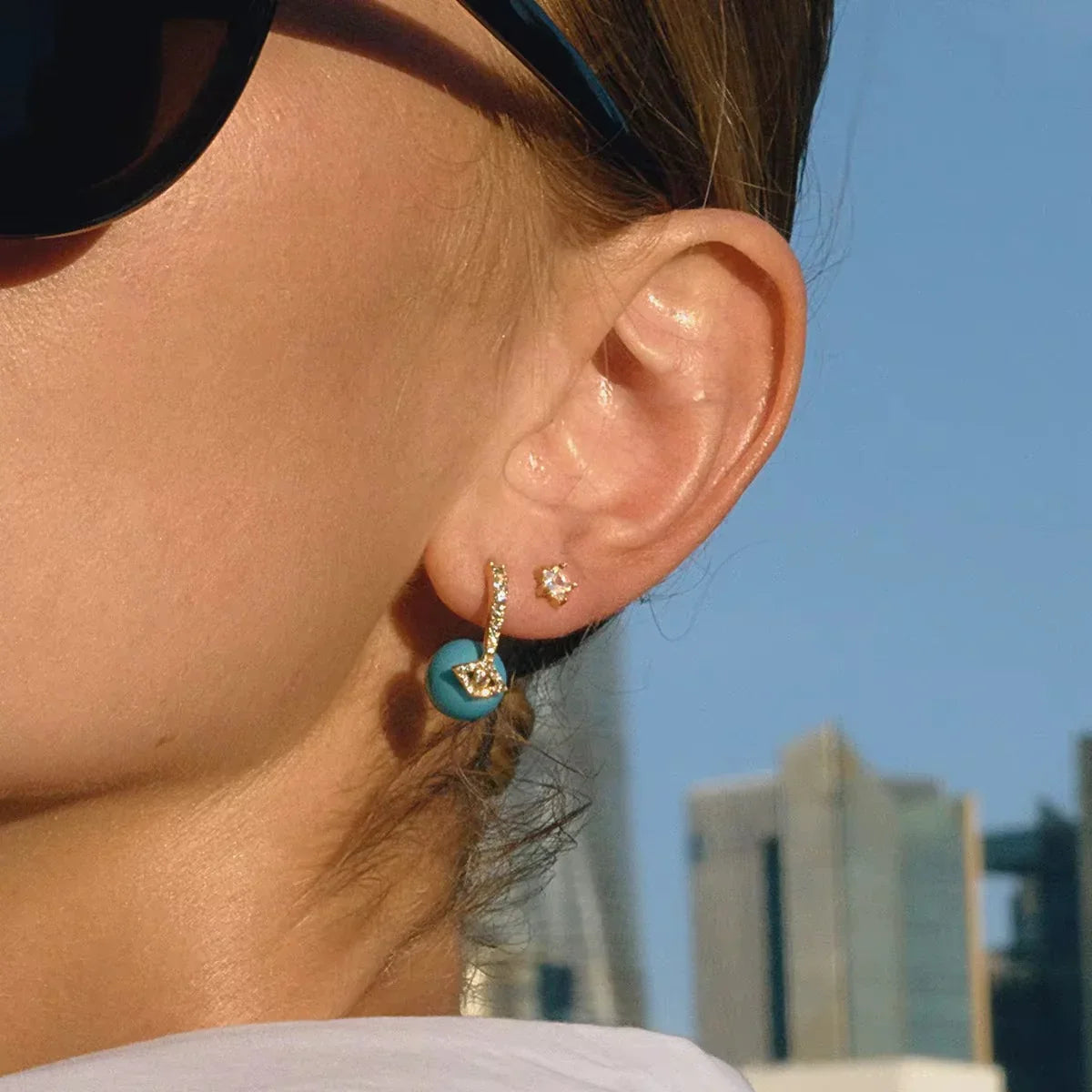 Turquoise Evil Eye Drop Earrings