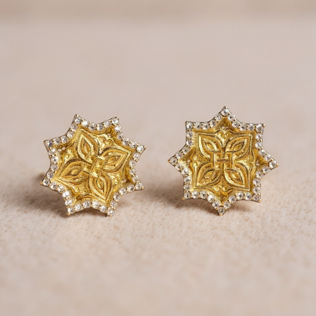 Armenian Khachkar Star Earrings – Goshavank XIII Century Inspired