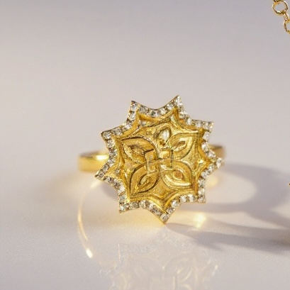 Armenian Khachkar Star Adjustable Ring – Goshavank XIII Century Inspired
