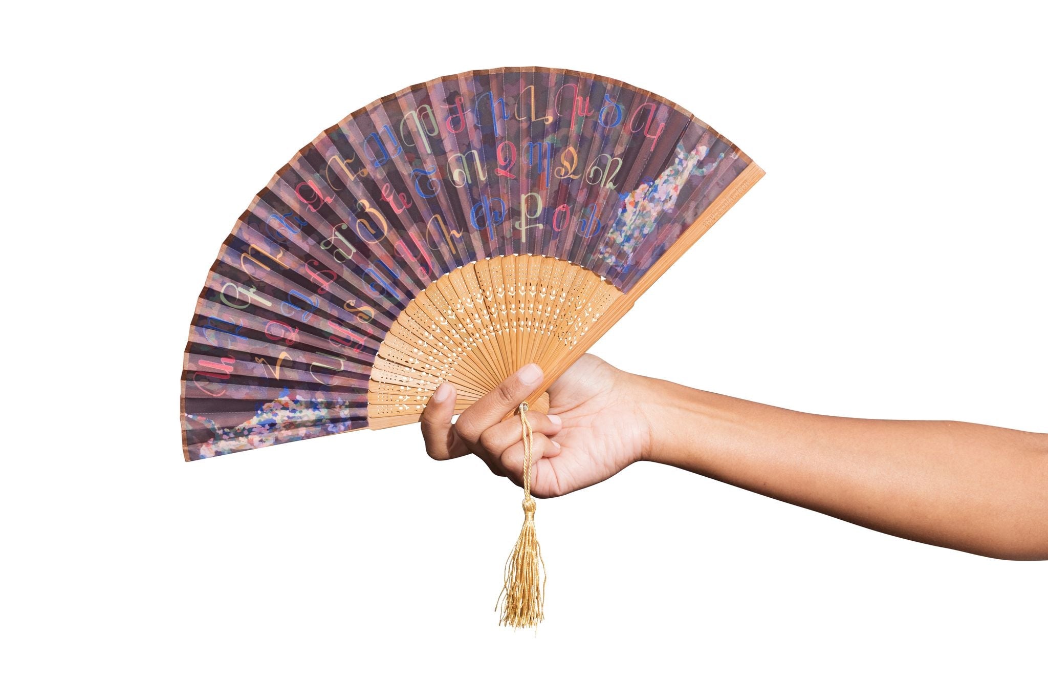Armenian Alphabet & Dancers Hand Fan