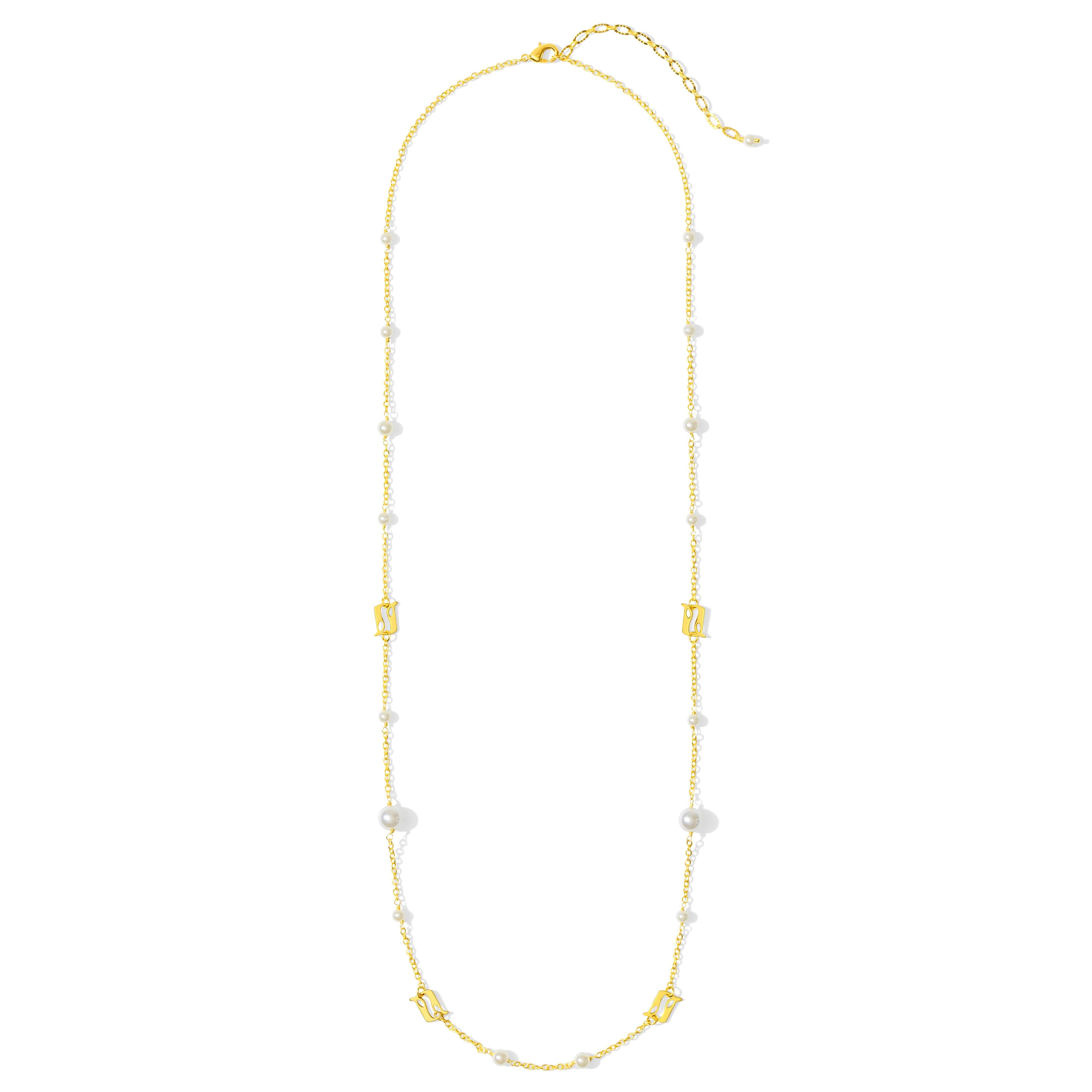 Beginning Pearl Logo Long Necklace