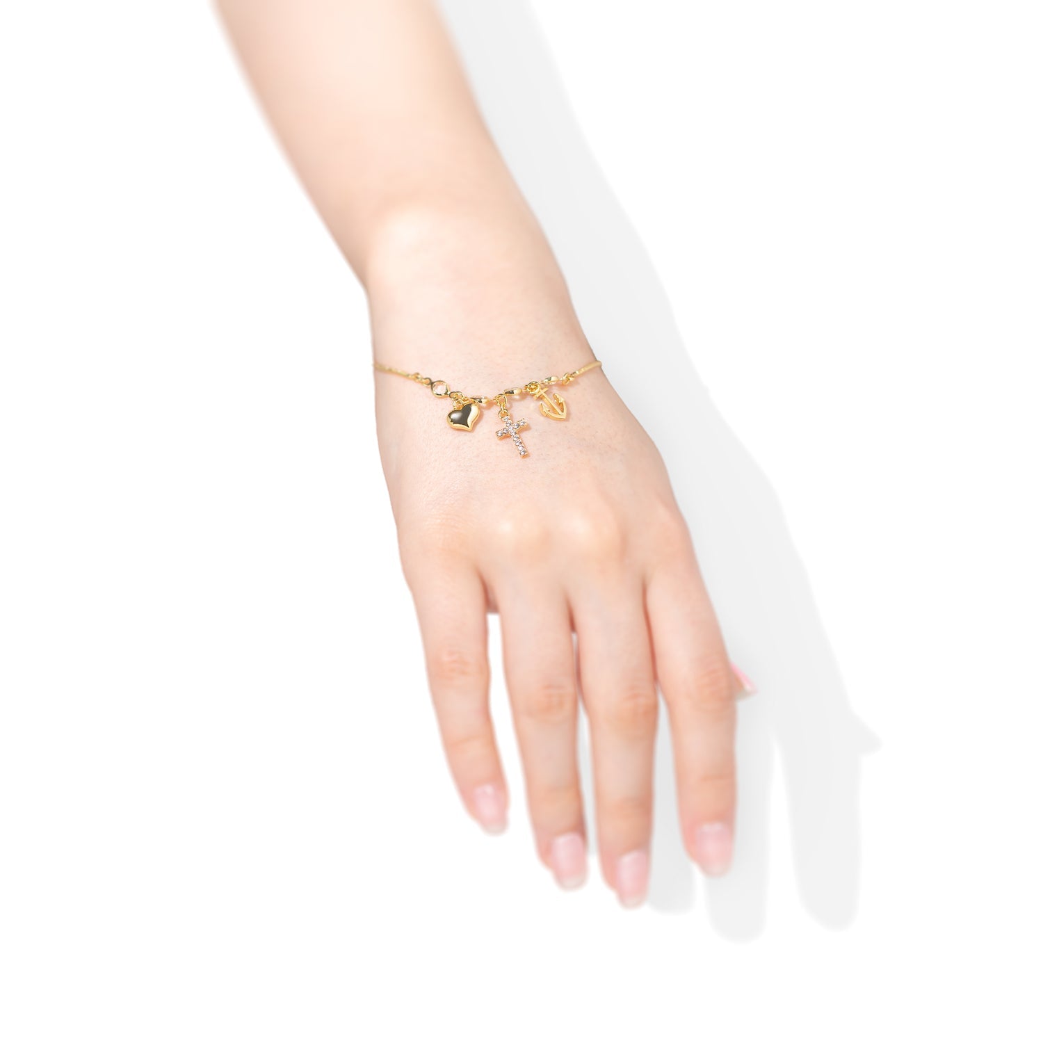 Trinity- Heart, Cross, Anchor Bracelet/ Anklet with Crystals