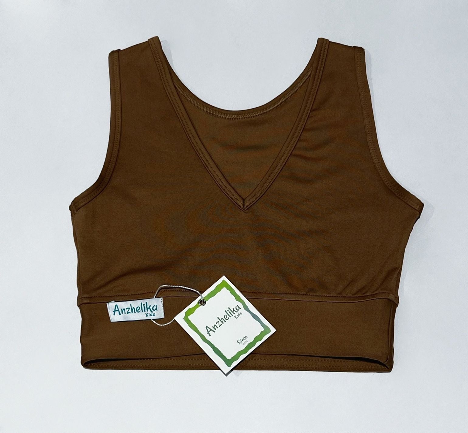 Girls V-Neck Tank Top by Anzhelika Kids (creamed muscat)