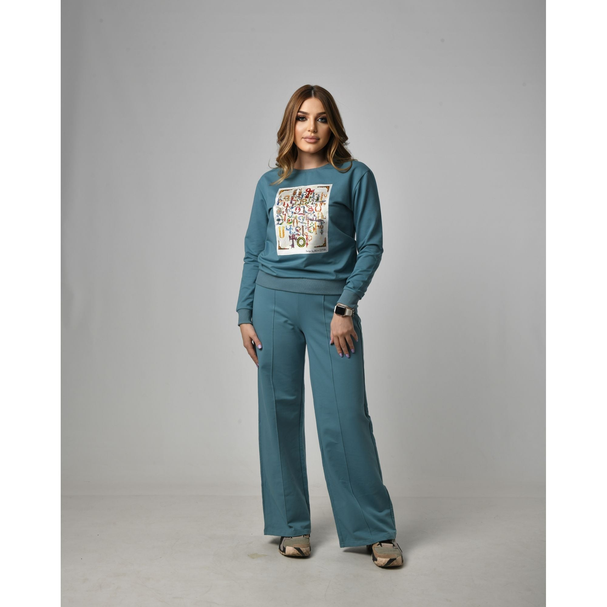 AG Sisters Alphabet Sweatshirt and Pants set (Blue)