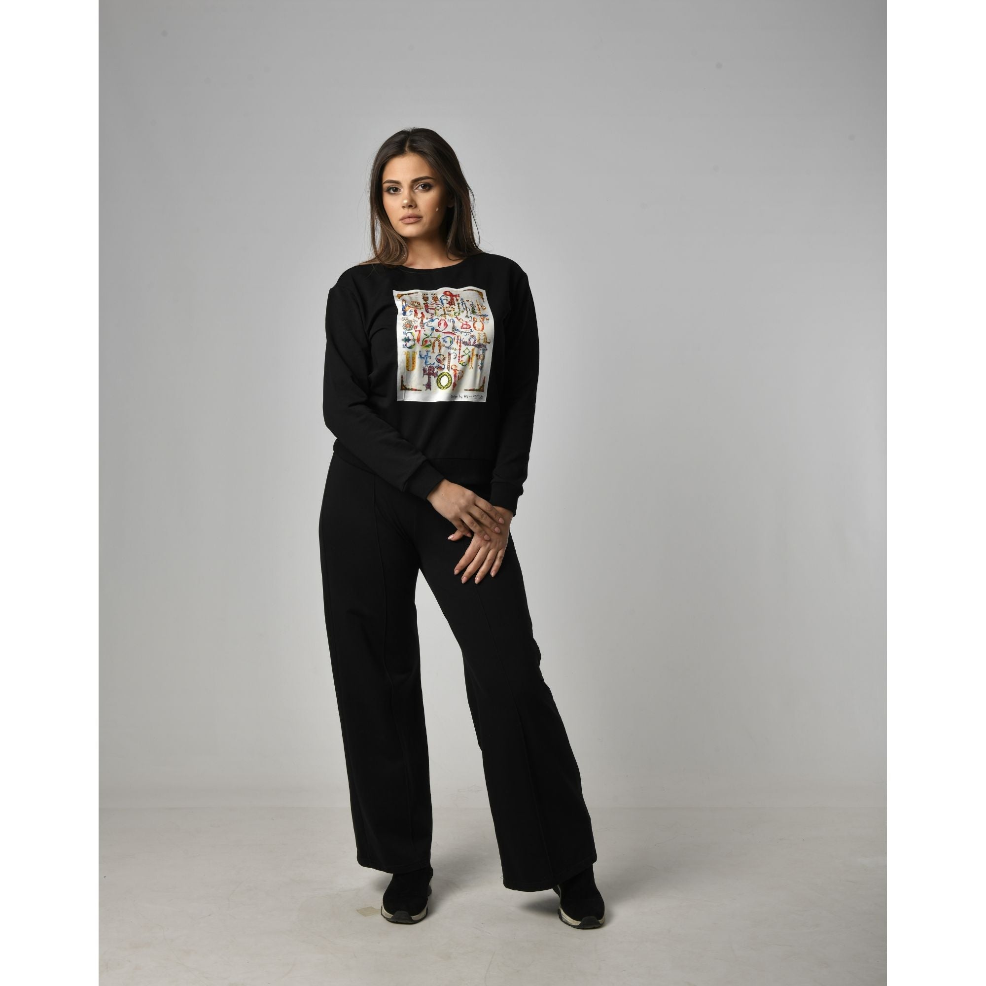 AG Sisters Alphabet Sweatshirt and Pants set (Black)