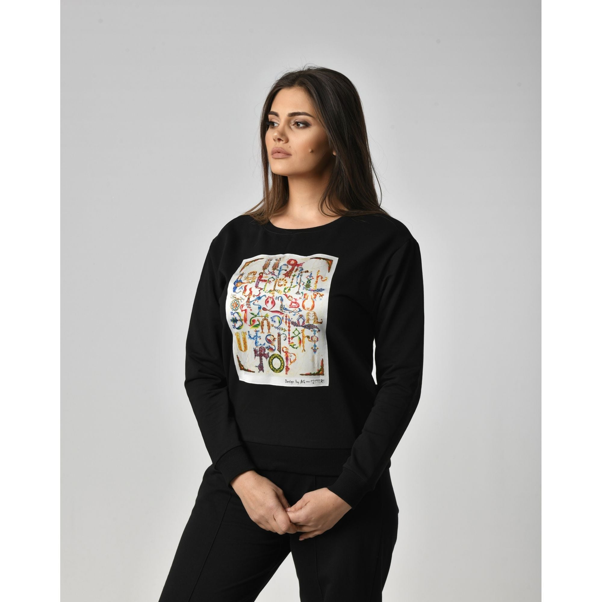 AG Sisters Alphabet Sweatshirt and Pants set (Black)