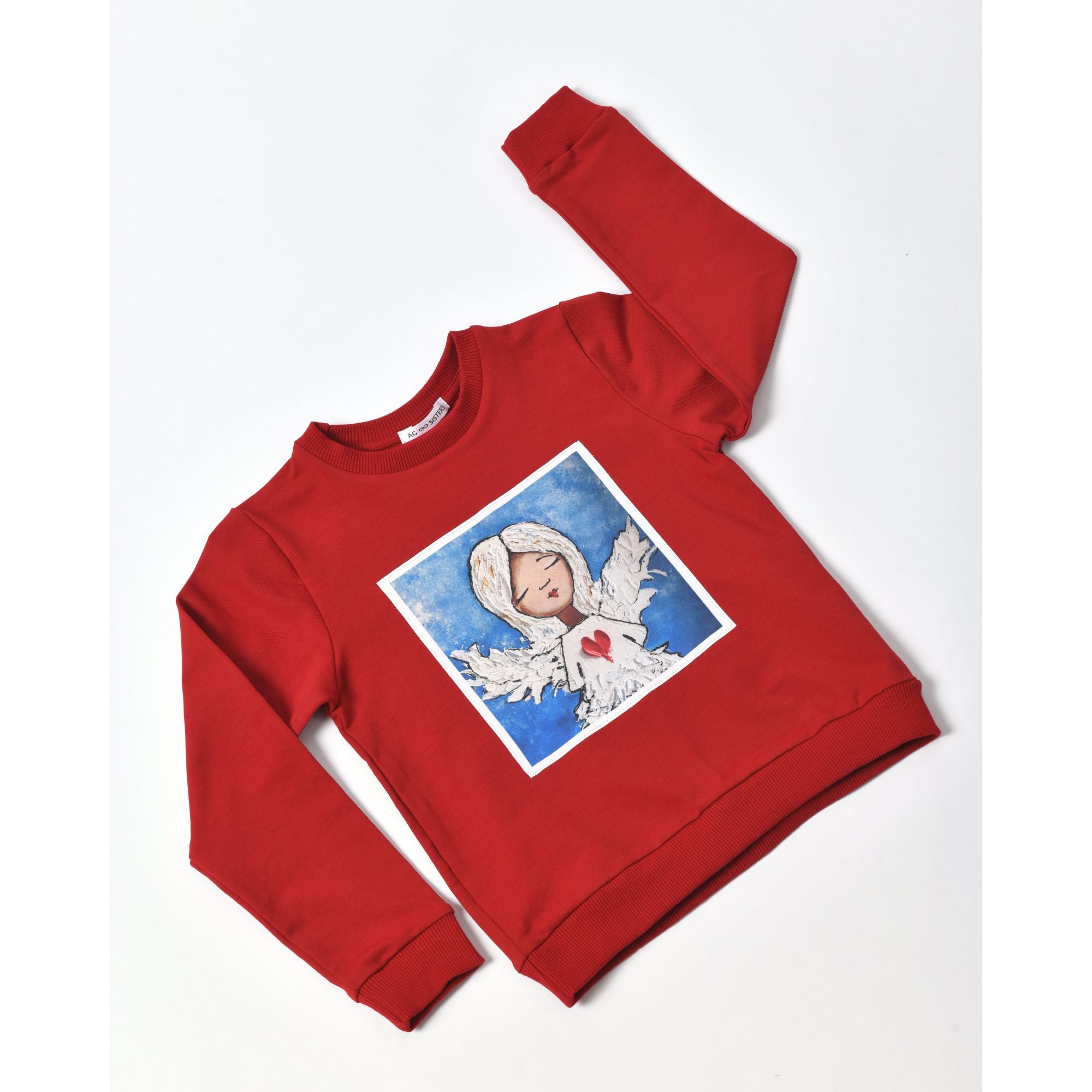 AG Sisters Kids' Sweatshirt with Silk Print "Angel" (red)