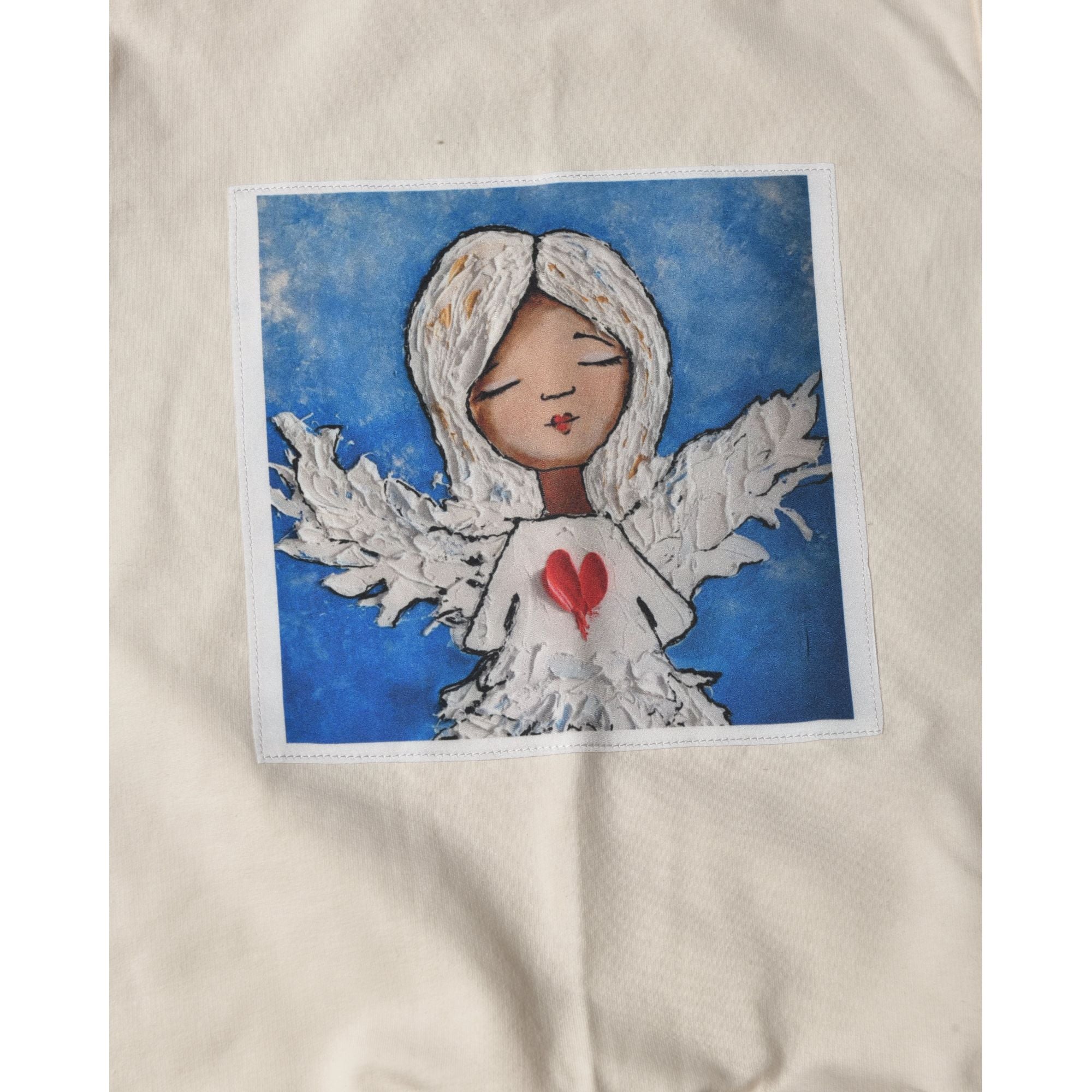 AG Sisters Kids' Sweatshirt with Silk Print "Angel" (cream)