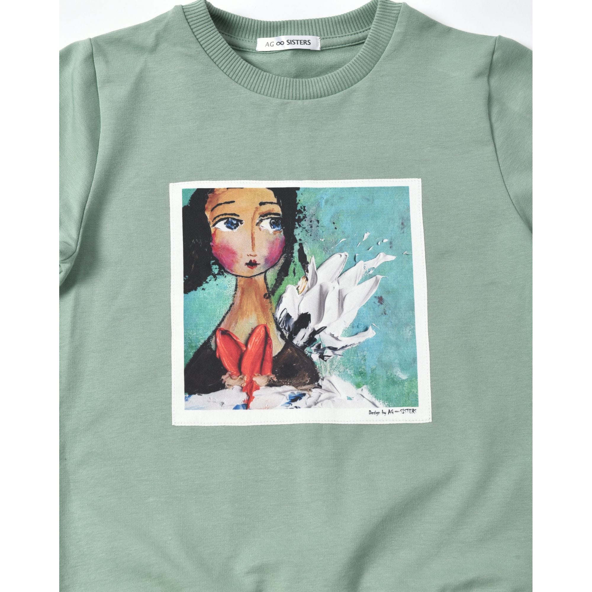 AG Sisters Kids' Sweatshirt with Silk Print "Angel" (green)