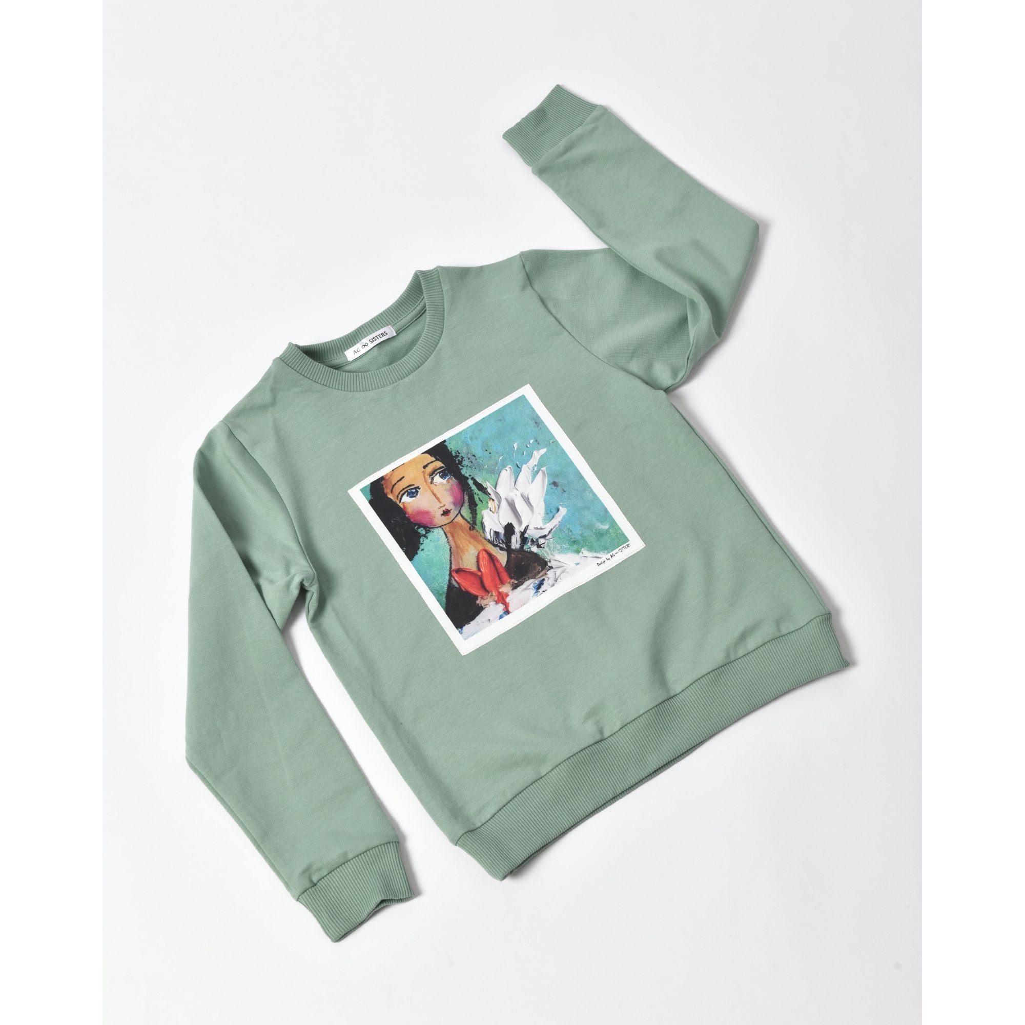 AG Sisters Kids' Sweatshirt with Silk Print "Angel" (green)