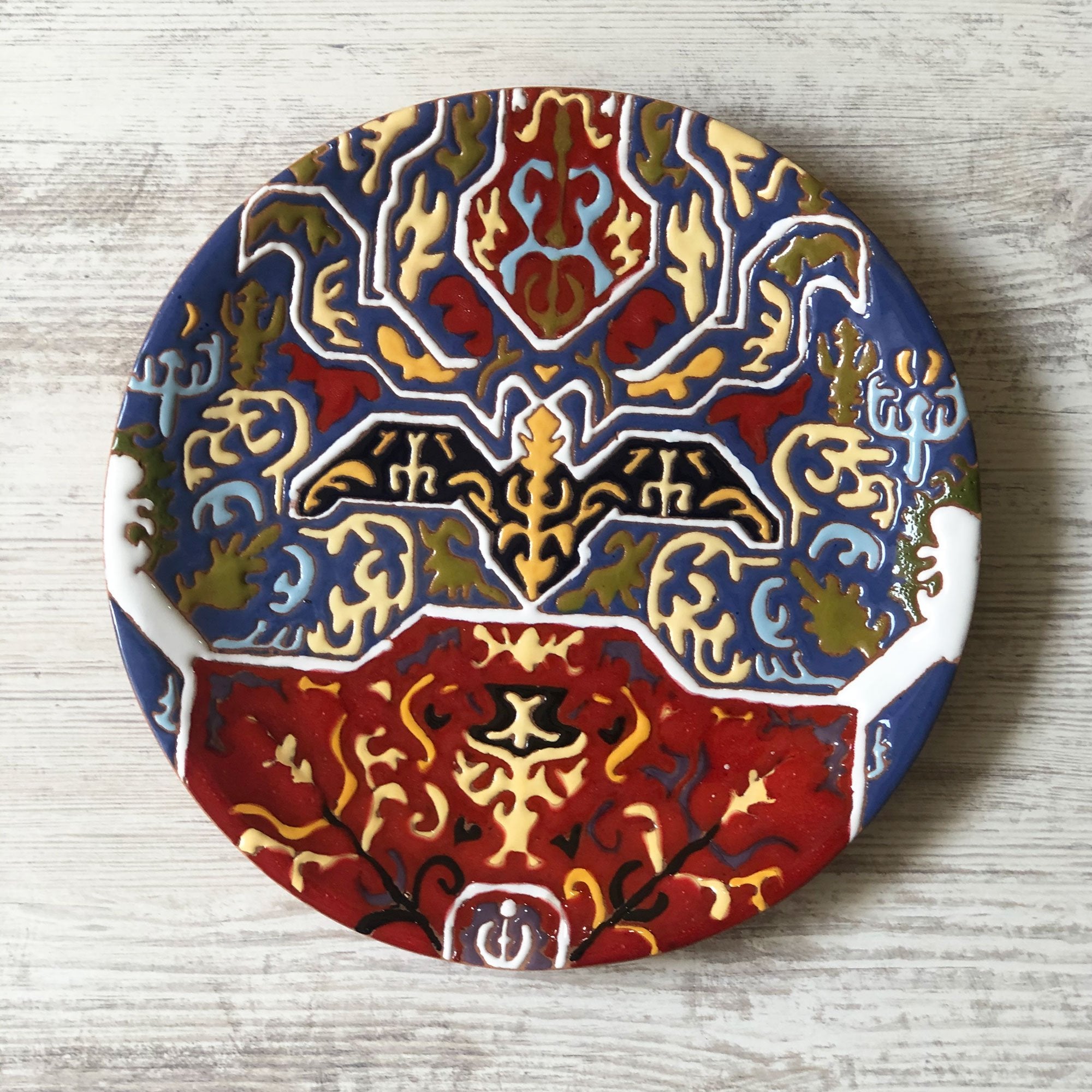 Mane Tiles Ceramic Plate with Armenian Carpet Ornaments - Artsakh