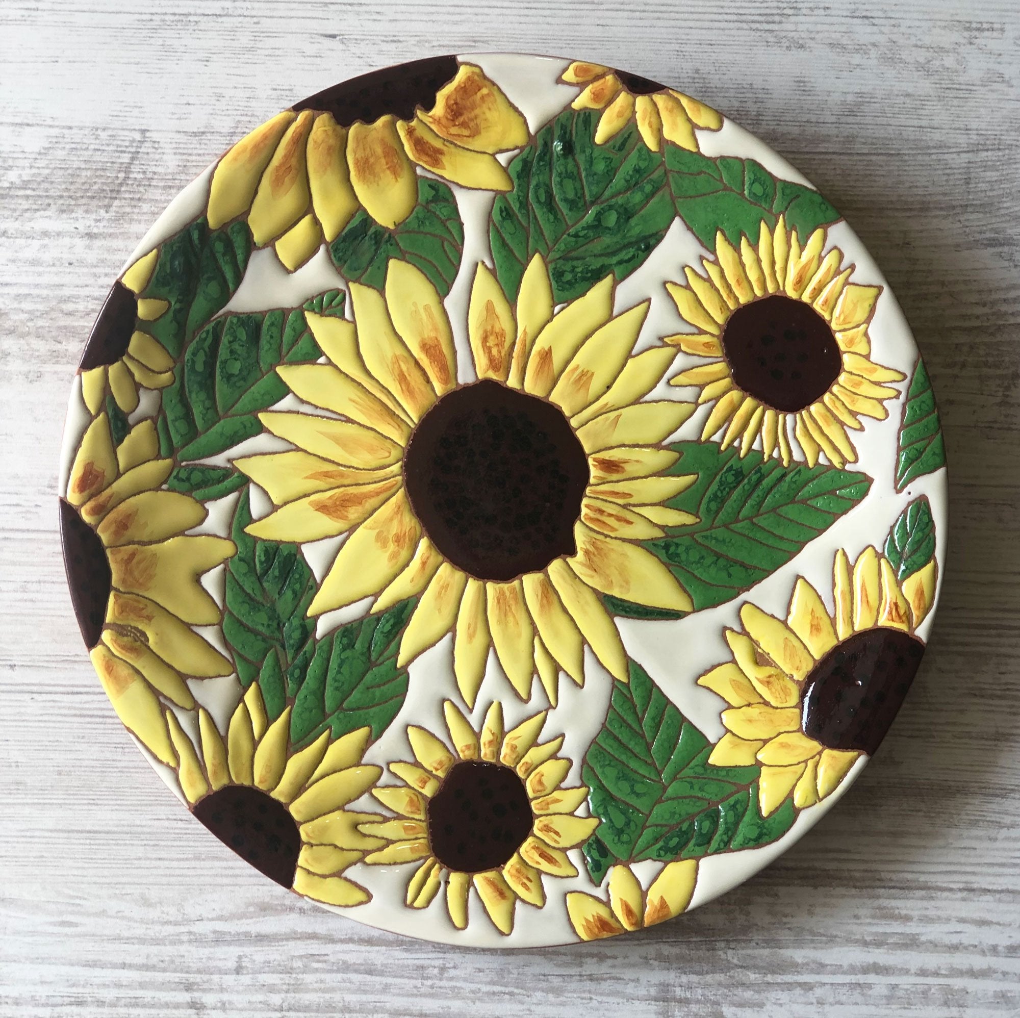 Mane Tiles Ceramic Plate - Sunflowers