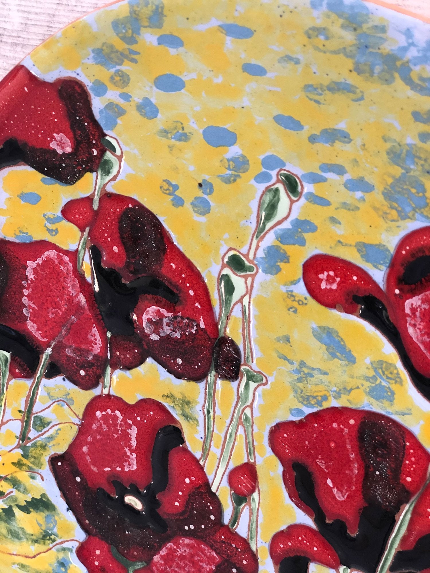 Mane Tiles Ceramic Plate - Red Poppies