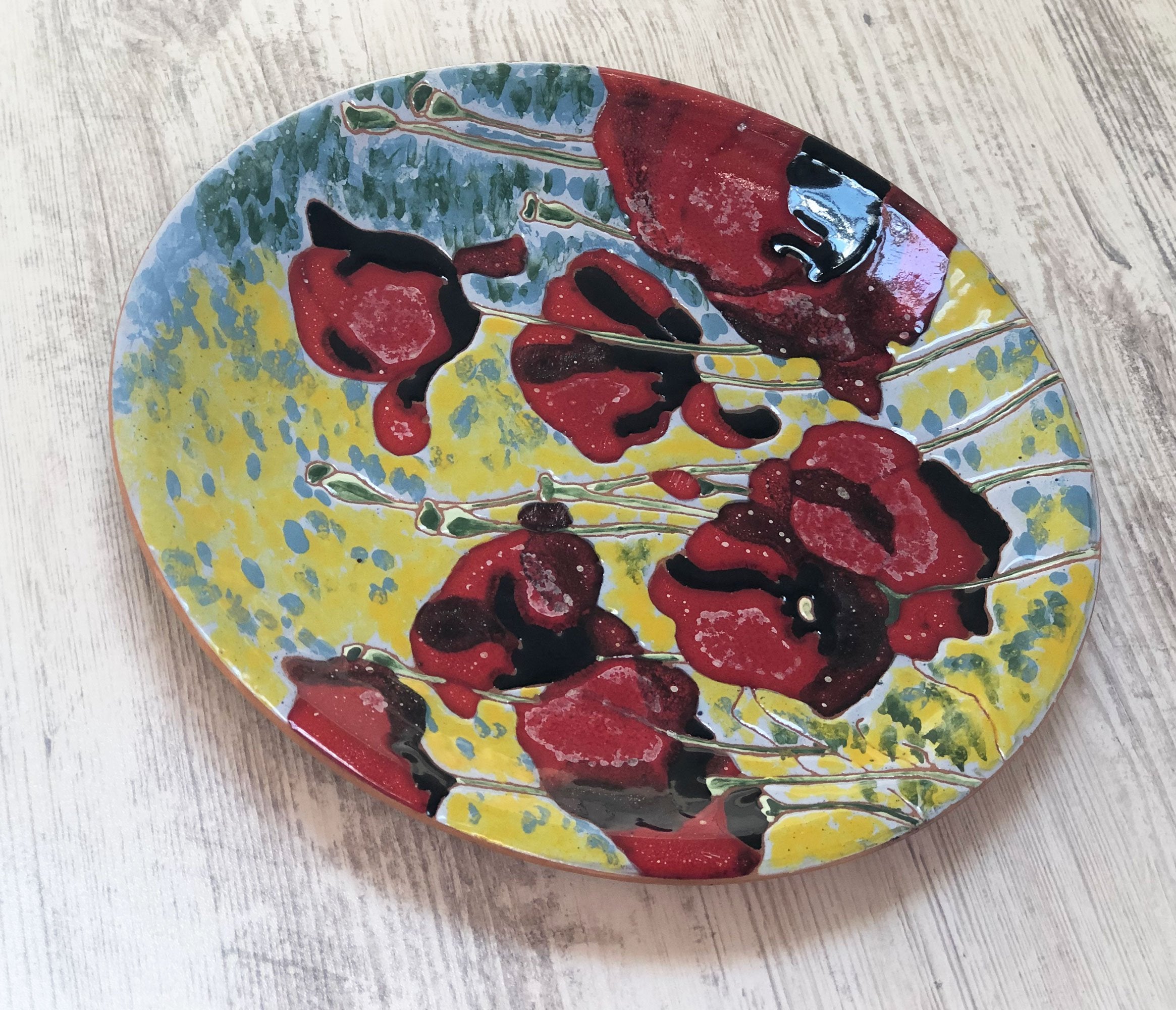 Mane Tiles Ceramic Plate - Red Poppies