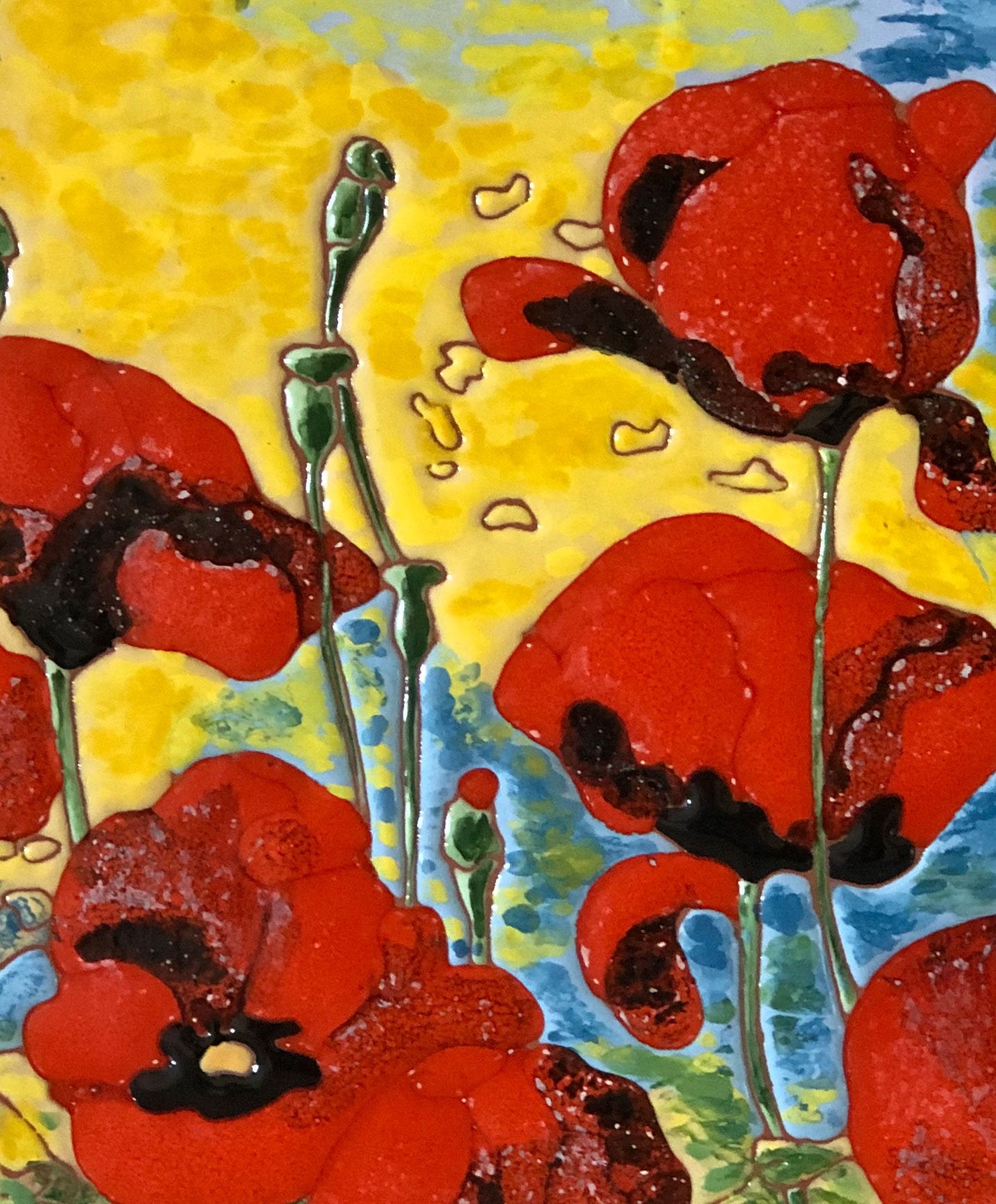 Mane Tiles Poppies Cheeseboard