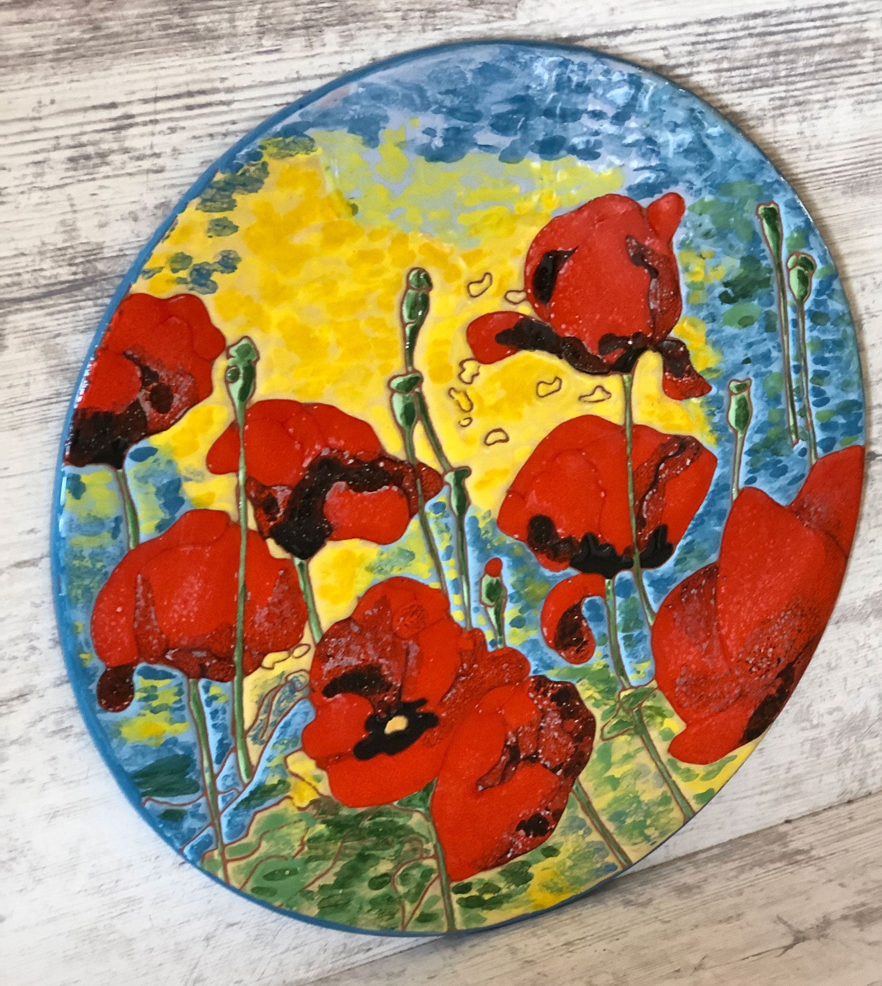 Mane Tiles Poppies Cheeseboard