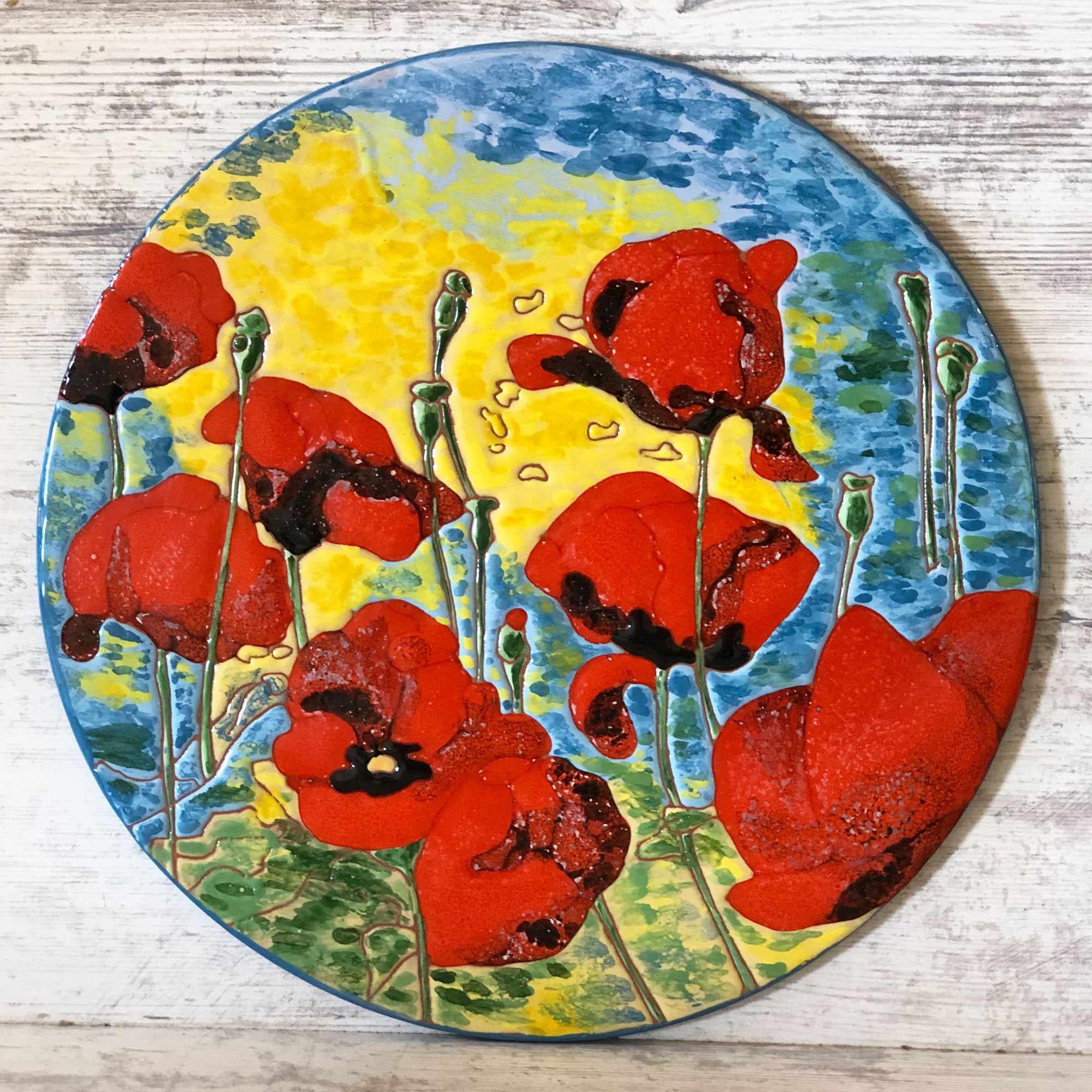 Mane Tiles Poppies Cheeseboard
