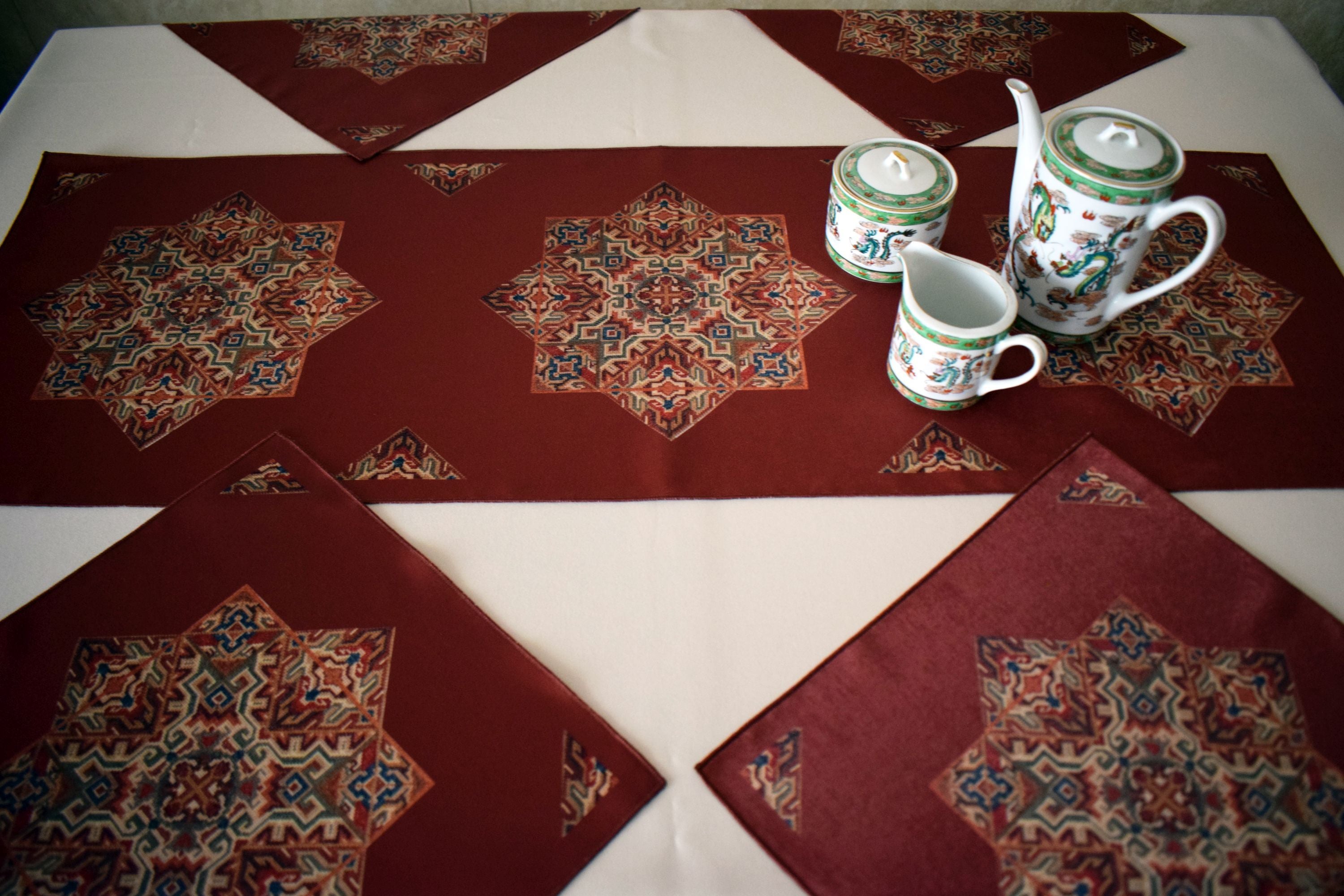 Tablecloth and 6 Napkins with Armenian Ornaments