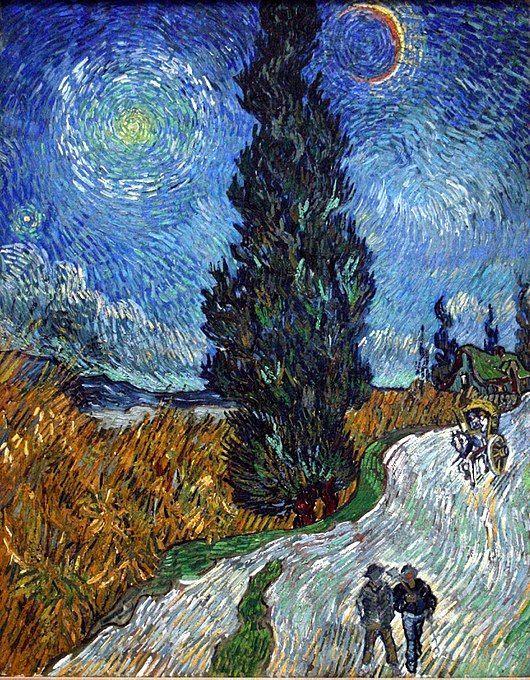 Color by Number on Canvas - Van Gogh - Road with Cypress and Star