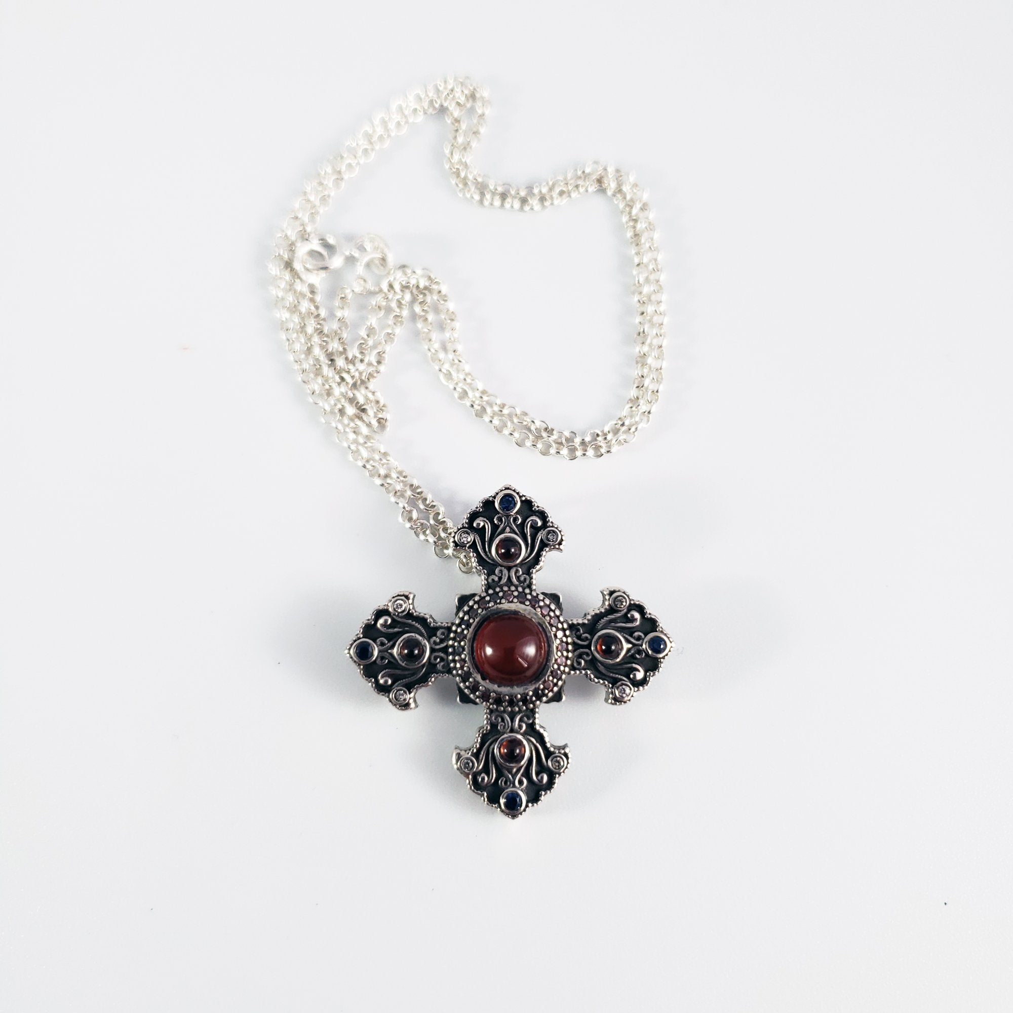 Arm Root Silver Cross with Carnelian