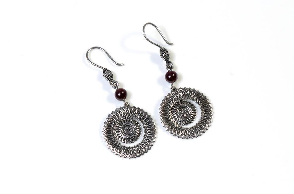 Arm Root Sun Earrings - Garnet