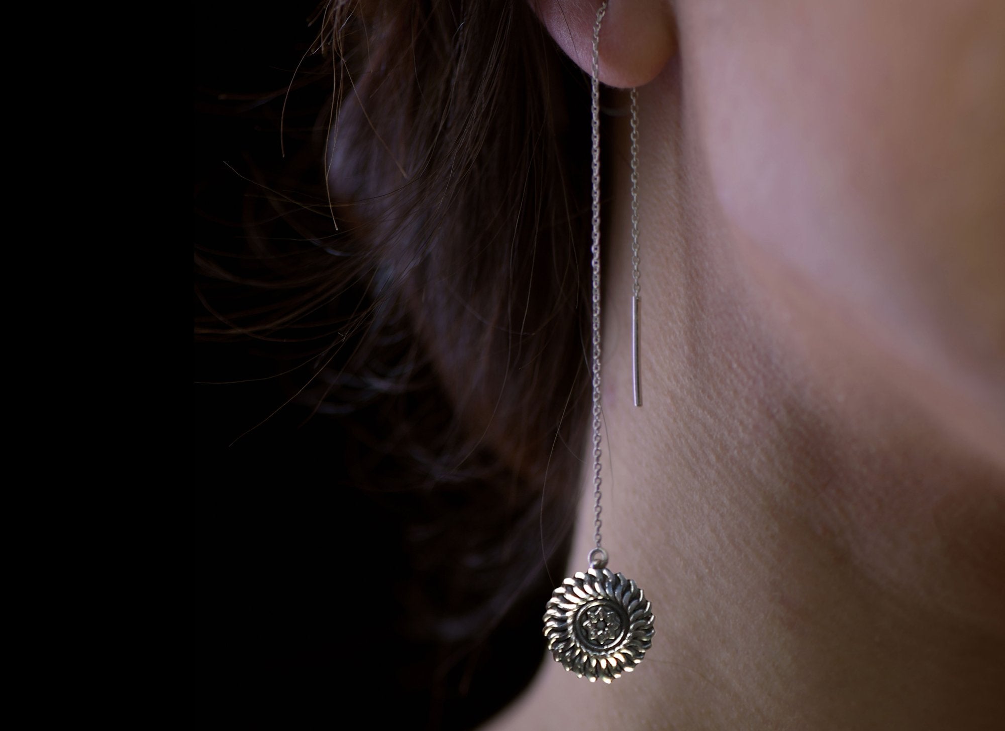 Arm Root Sun Earrings with Chain