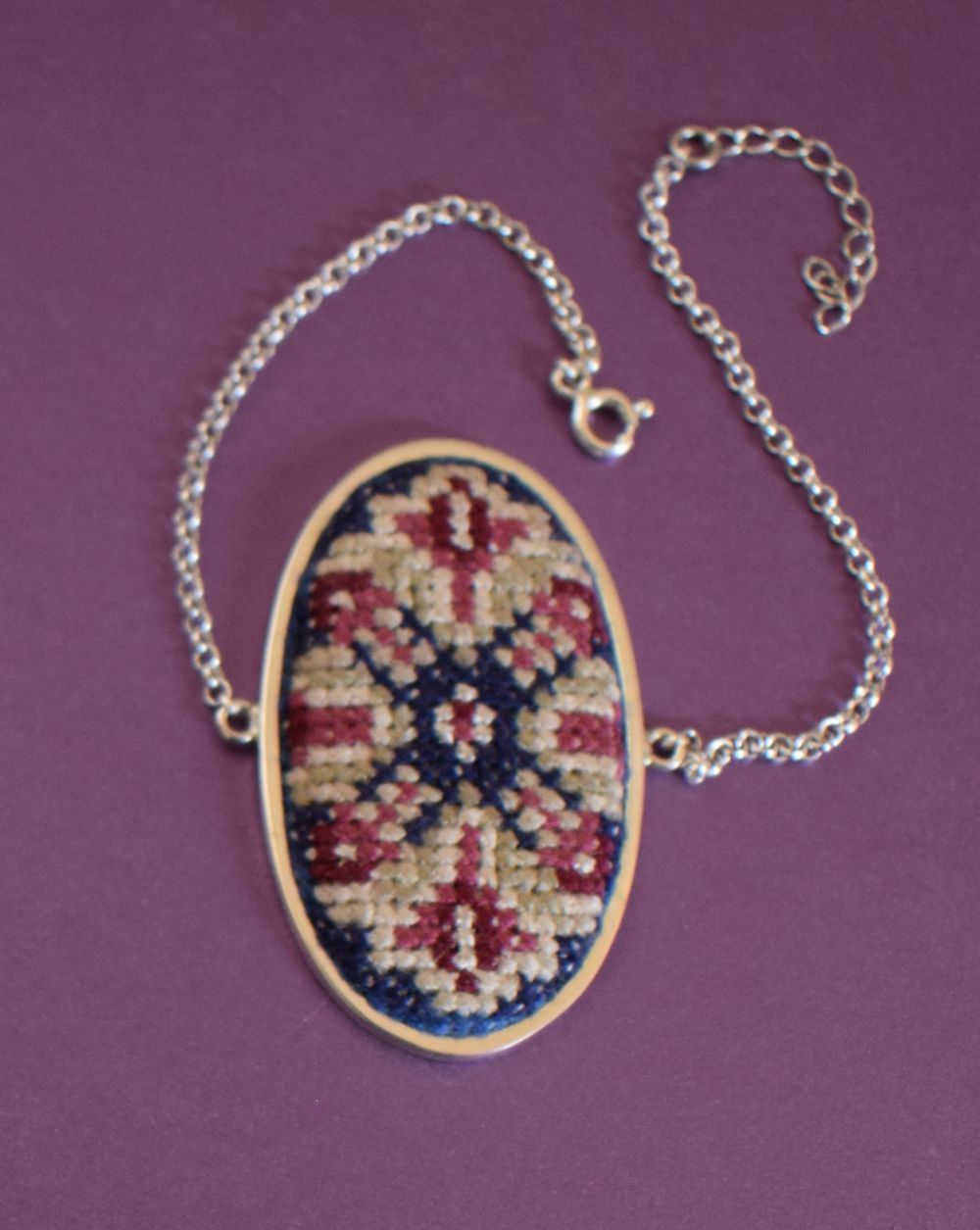 Embroided Silver Bracelet with Armenian Ornaments