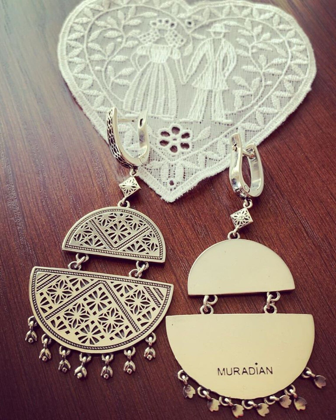 Ayntab Silver Retro Earrings by Muradian