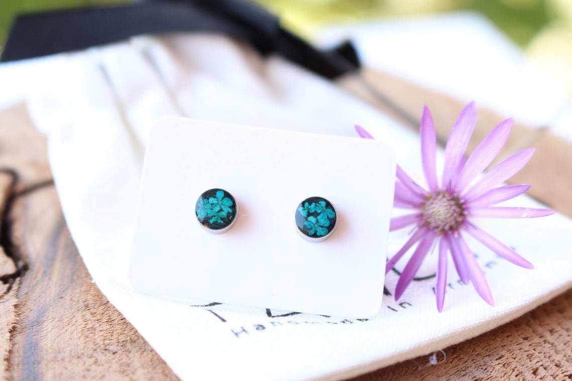 Fancy Pressed Flower Stud Earrings