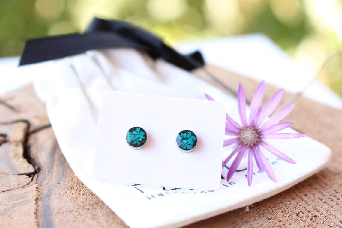 Fancy Pressed Flower Stud Earrings