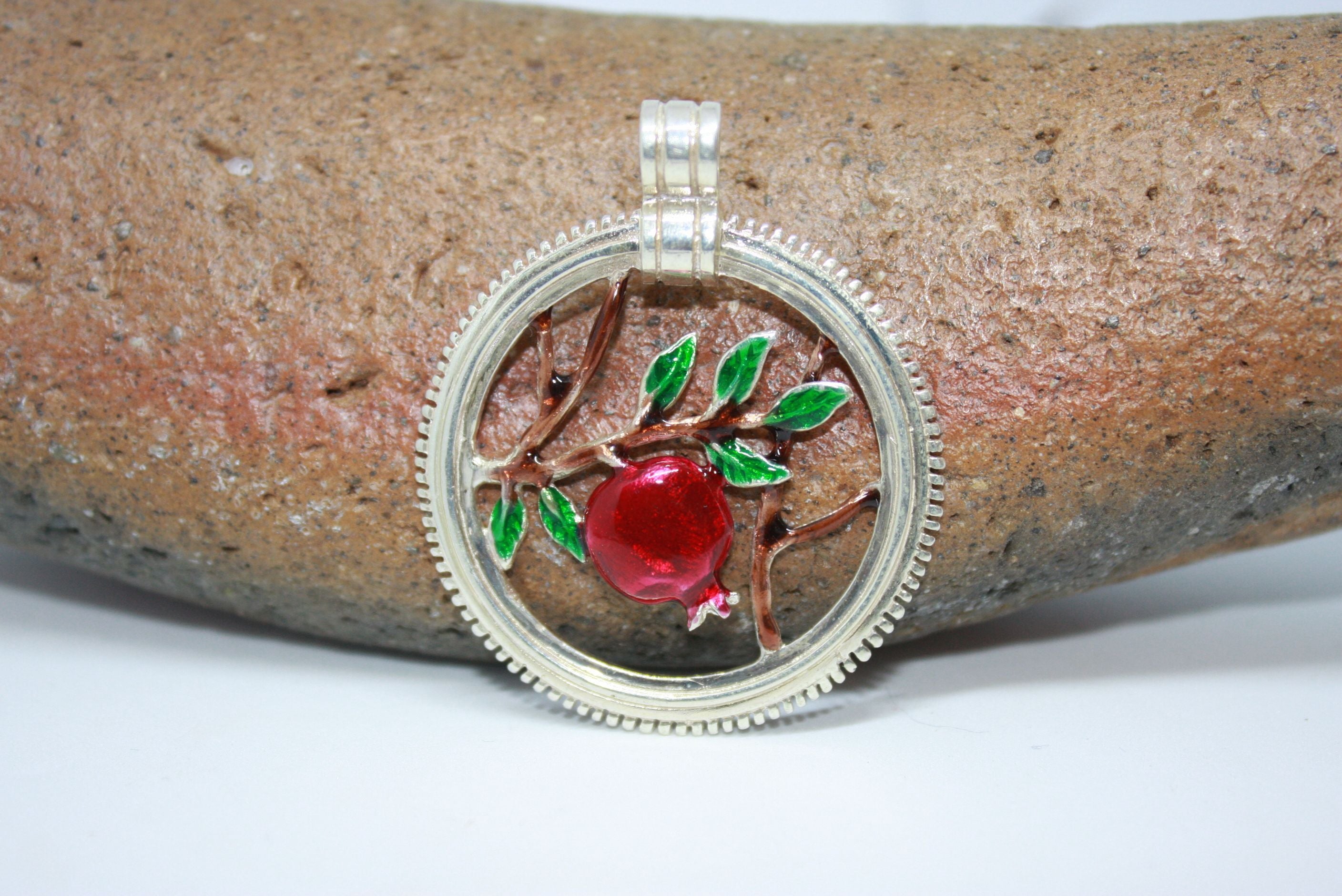 Enamel Pomegranate Pendant
