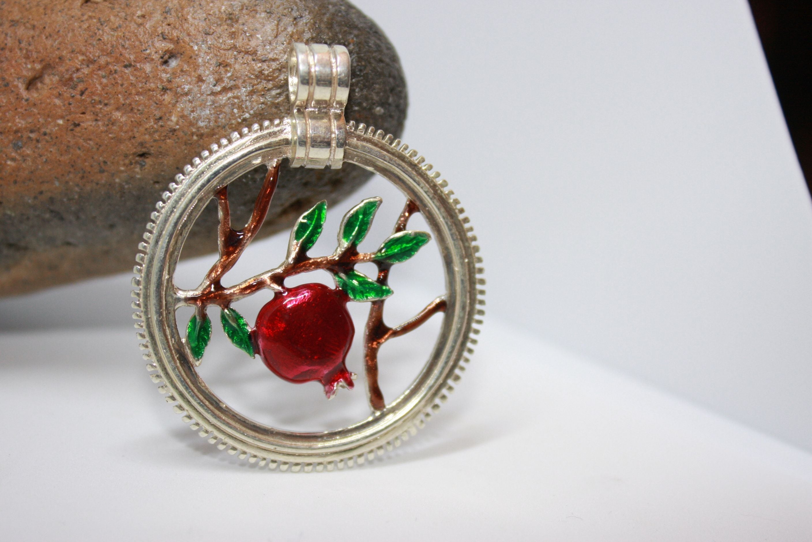 Enamel Pomegranate Pendant