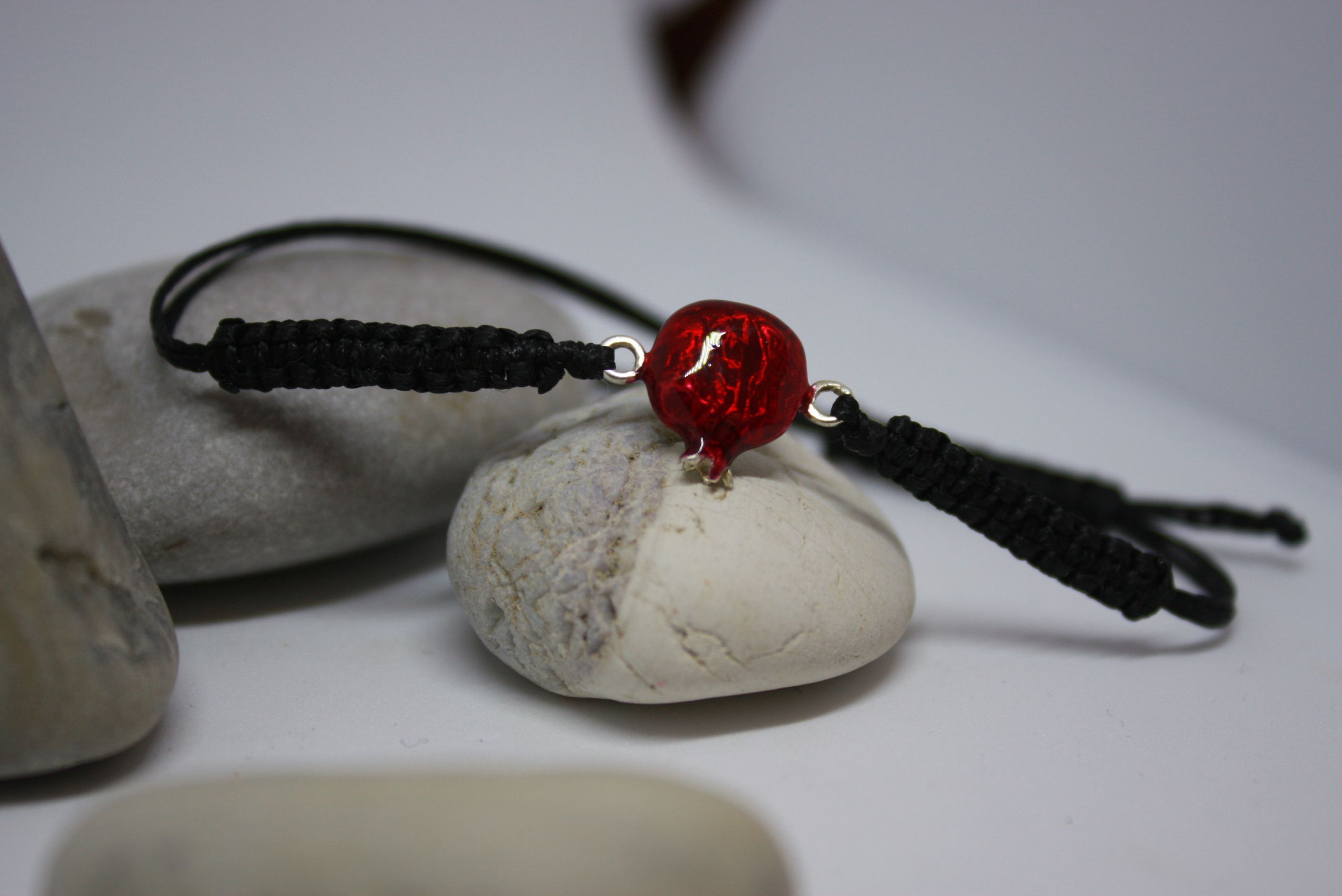 Makrameh Pomegranate Bracelets - Silver and Enamel (2pcs)