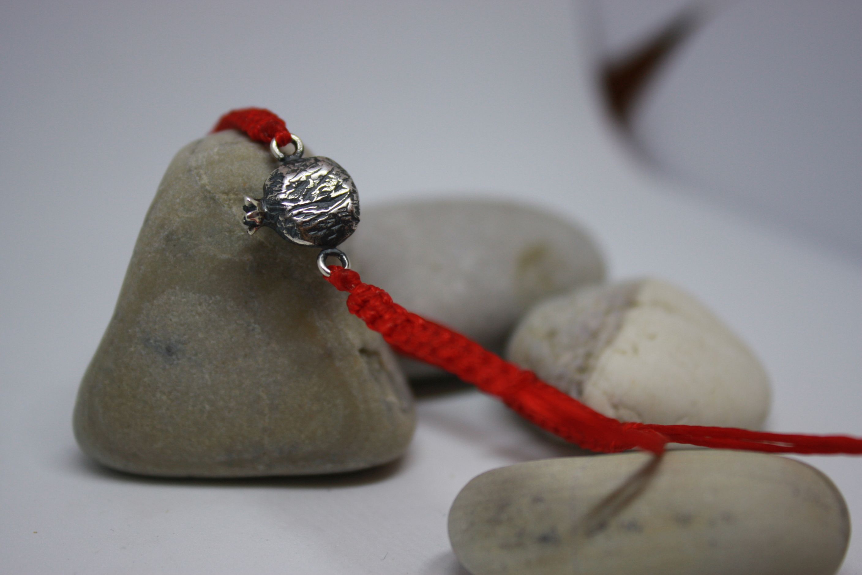 Makrameh Pomegranate Bracelets - Silver and Enamel (2pcs)