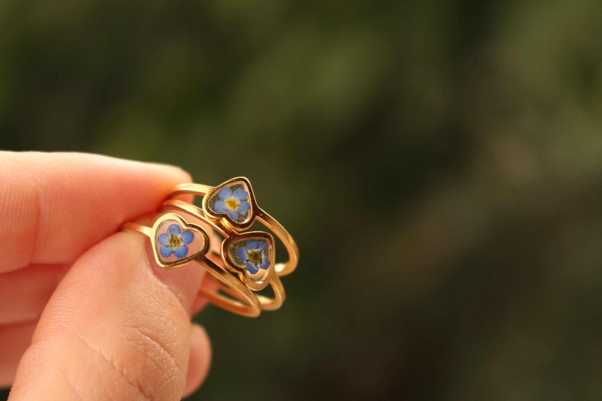 Fancy Forget-Me-Not Pressed Flower Ring