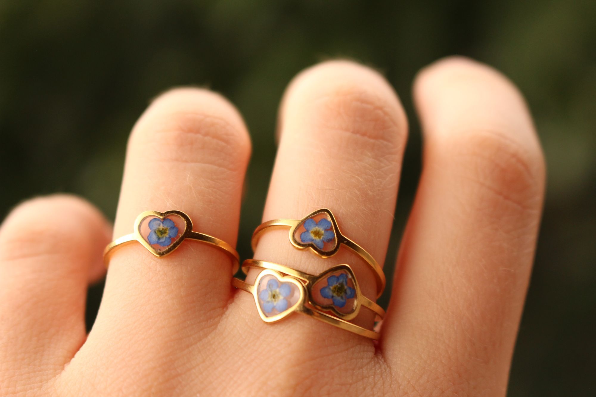 Fancy Forget-Me-Not Pressed Flower Ring